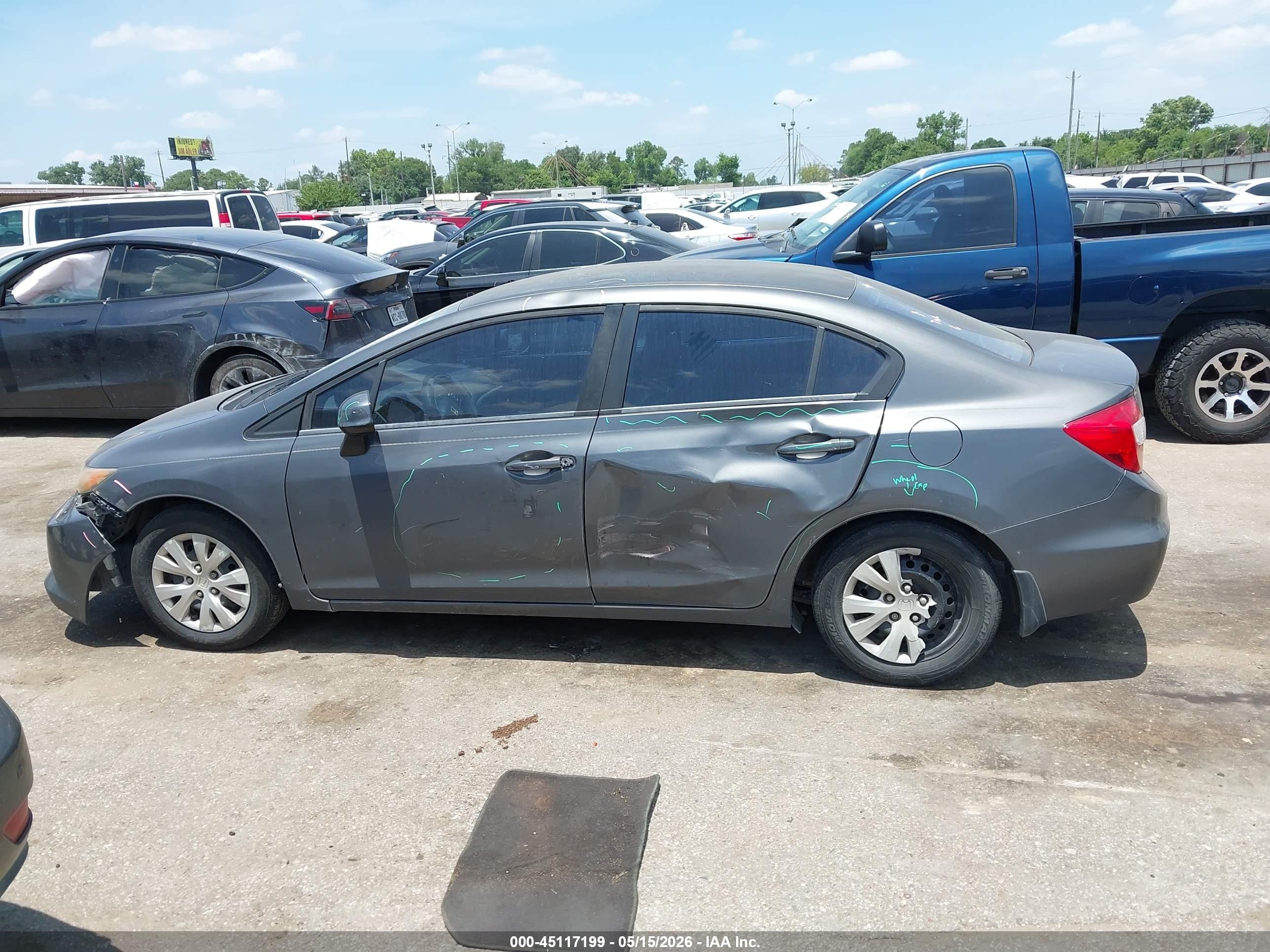2012 Honda Civic Lx Gray vin: 2HGFB2F55CH561525