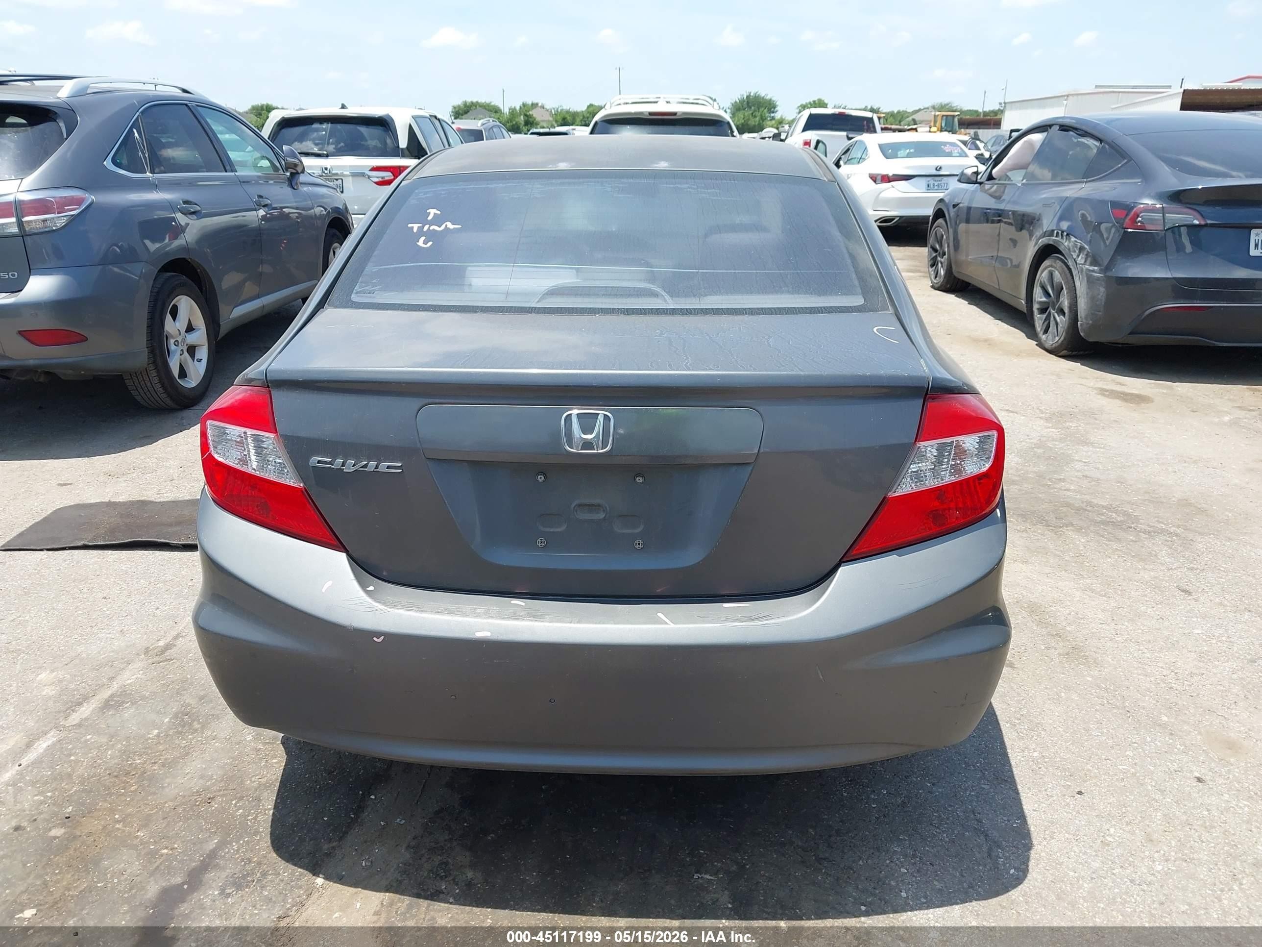 2012 Honda Civic Lx Gray vin: 2HGFB2F55CH561525