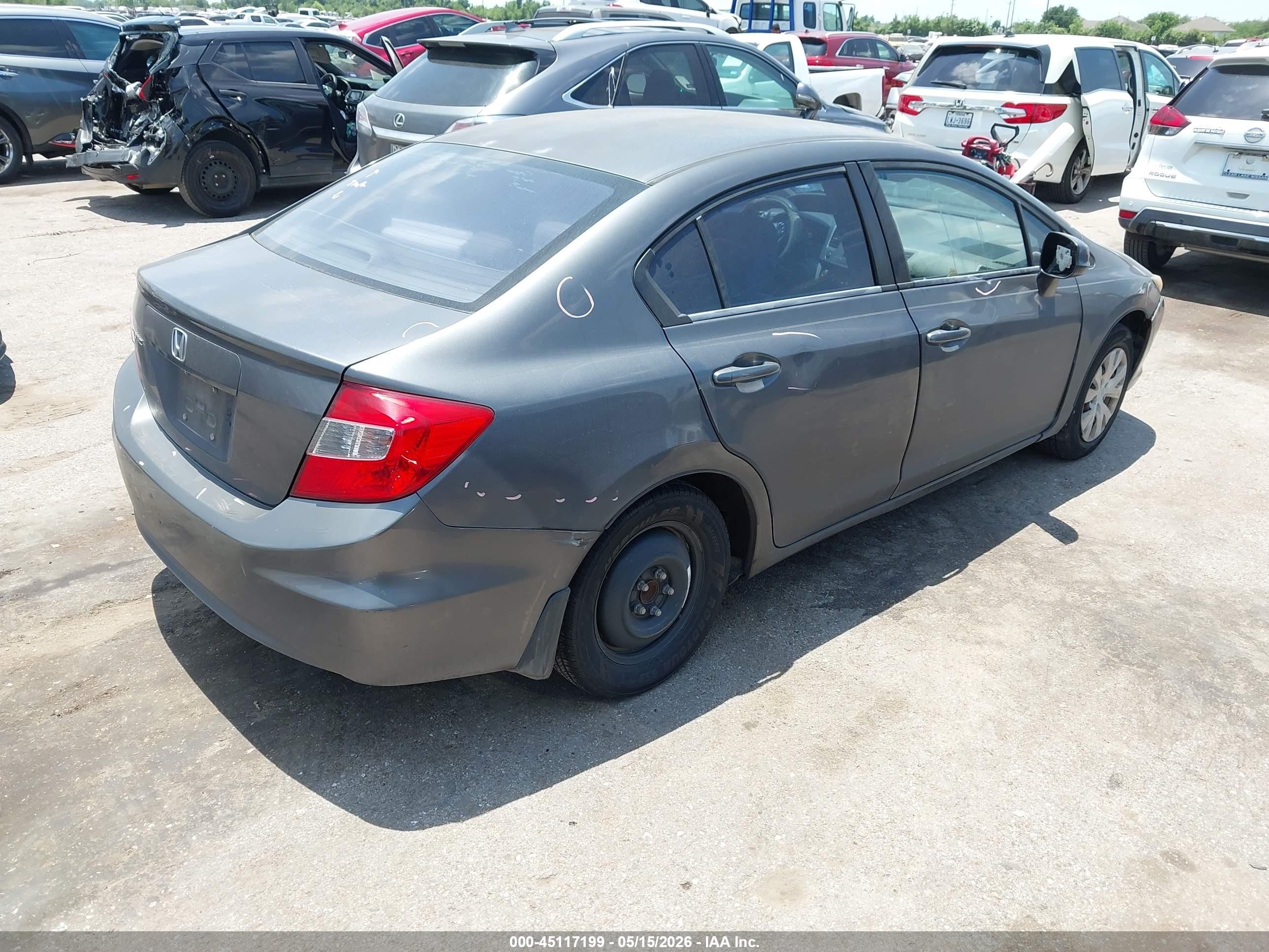 2012 Honda Civic Lx Gray vin: 2HGFB2F55CH561525