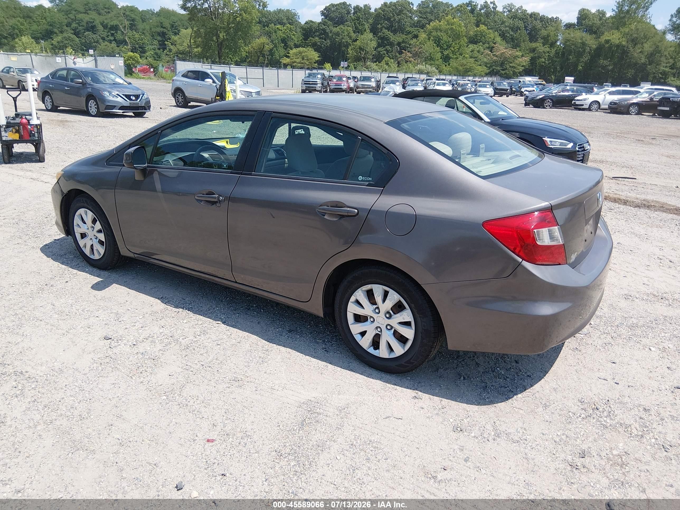 2012 Honda Civic Lx Brown vin: 2HGFB2F55CH564716