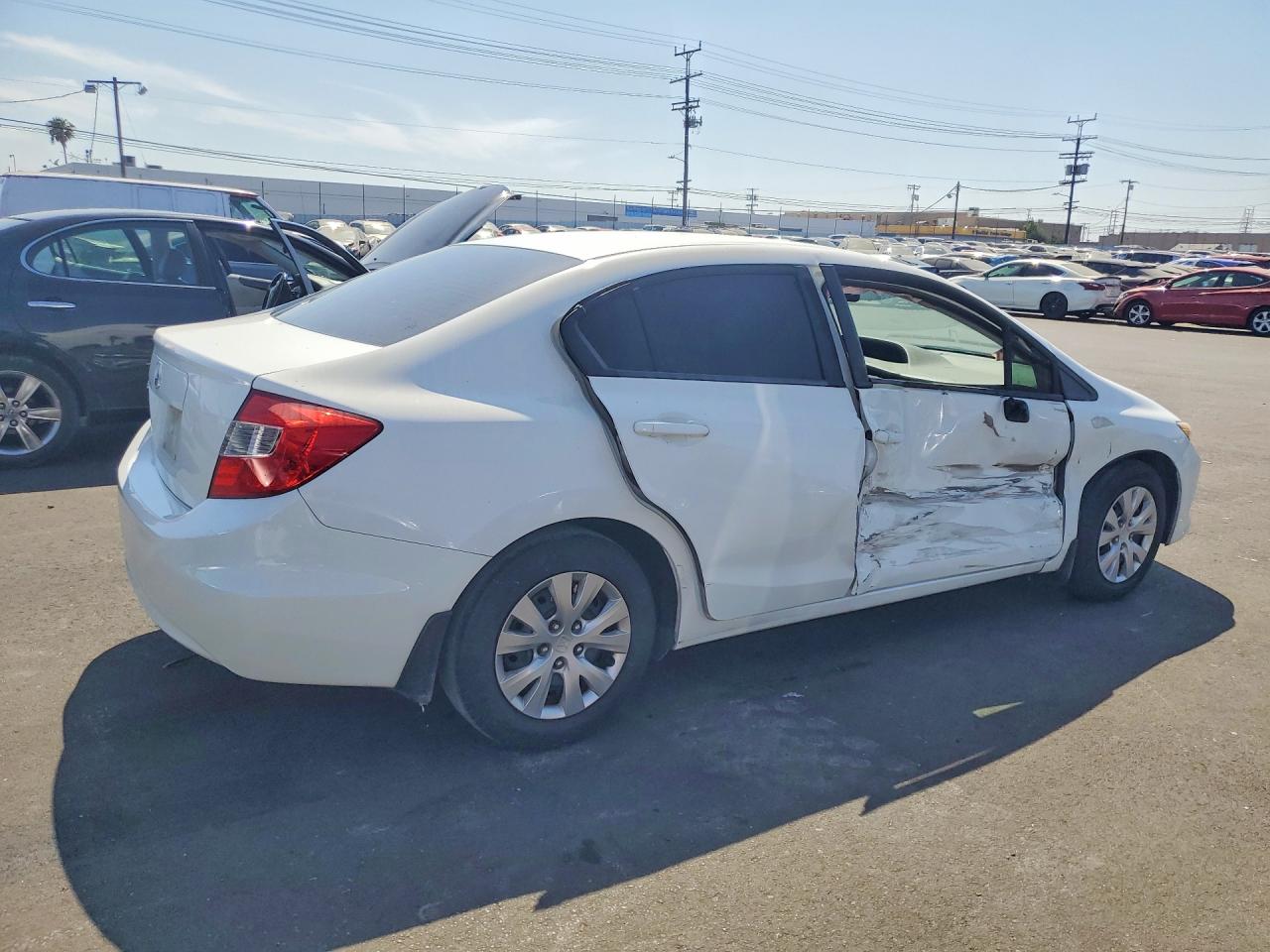 2012 Honda Civic Lx White vin: 2HGFB2F55CH575781