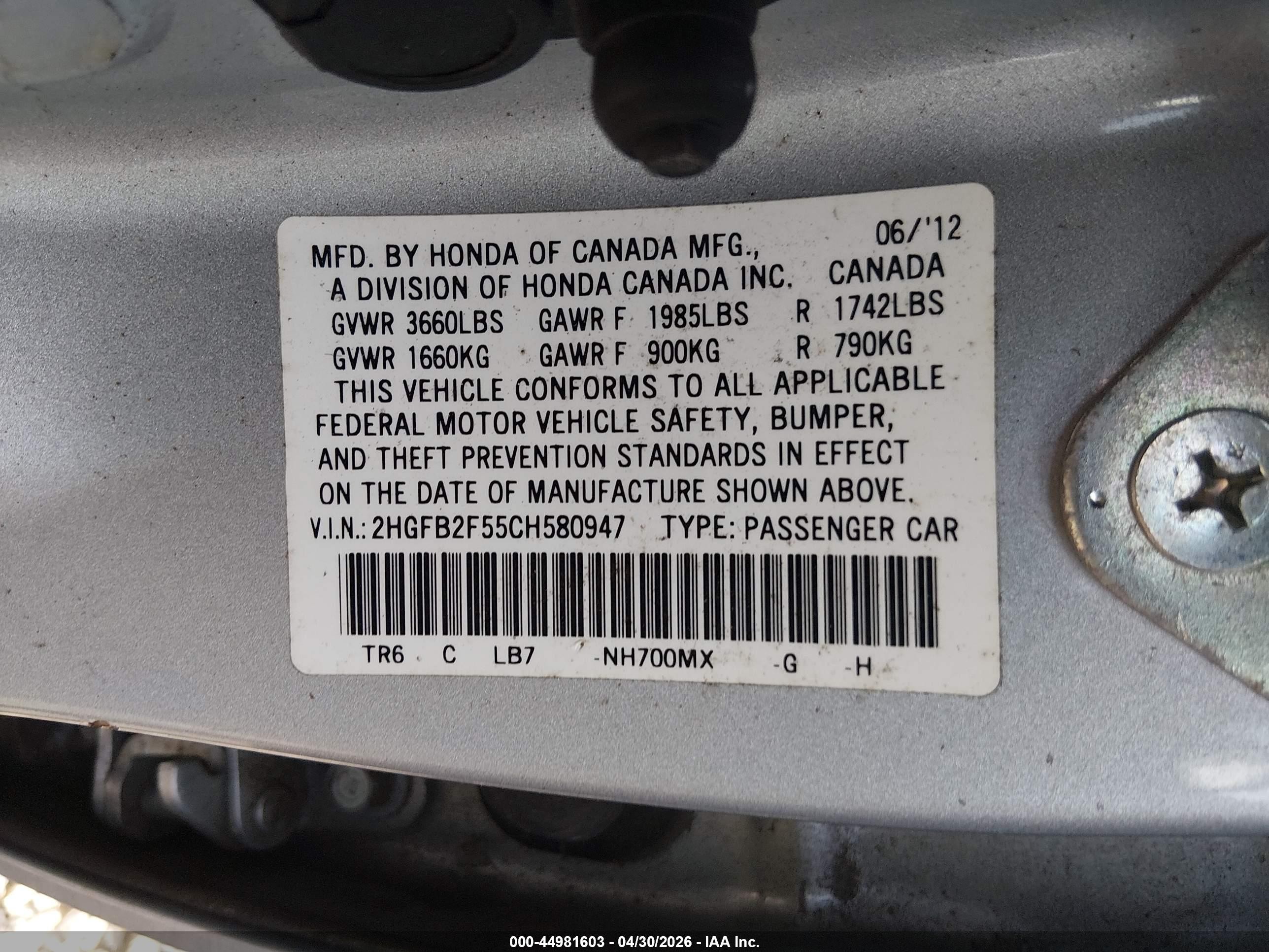 2012 Honda Civic Lx Silver vin: 2HGFB2F55CH580947