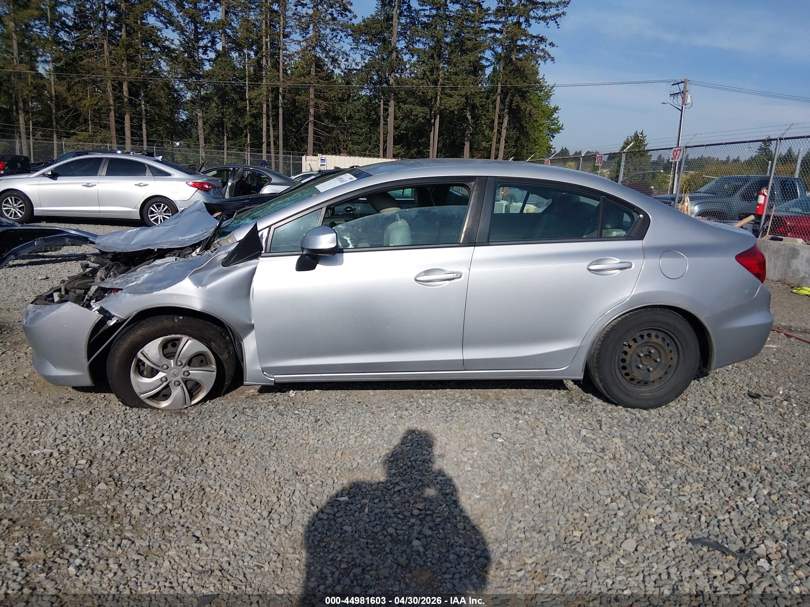 2012 Honda Civic Lx Silver vin: 2HGFB2F55CH580947