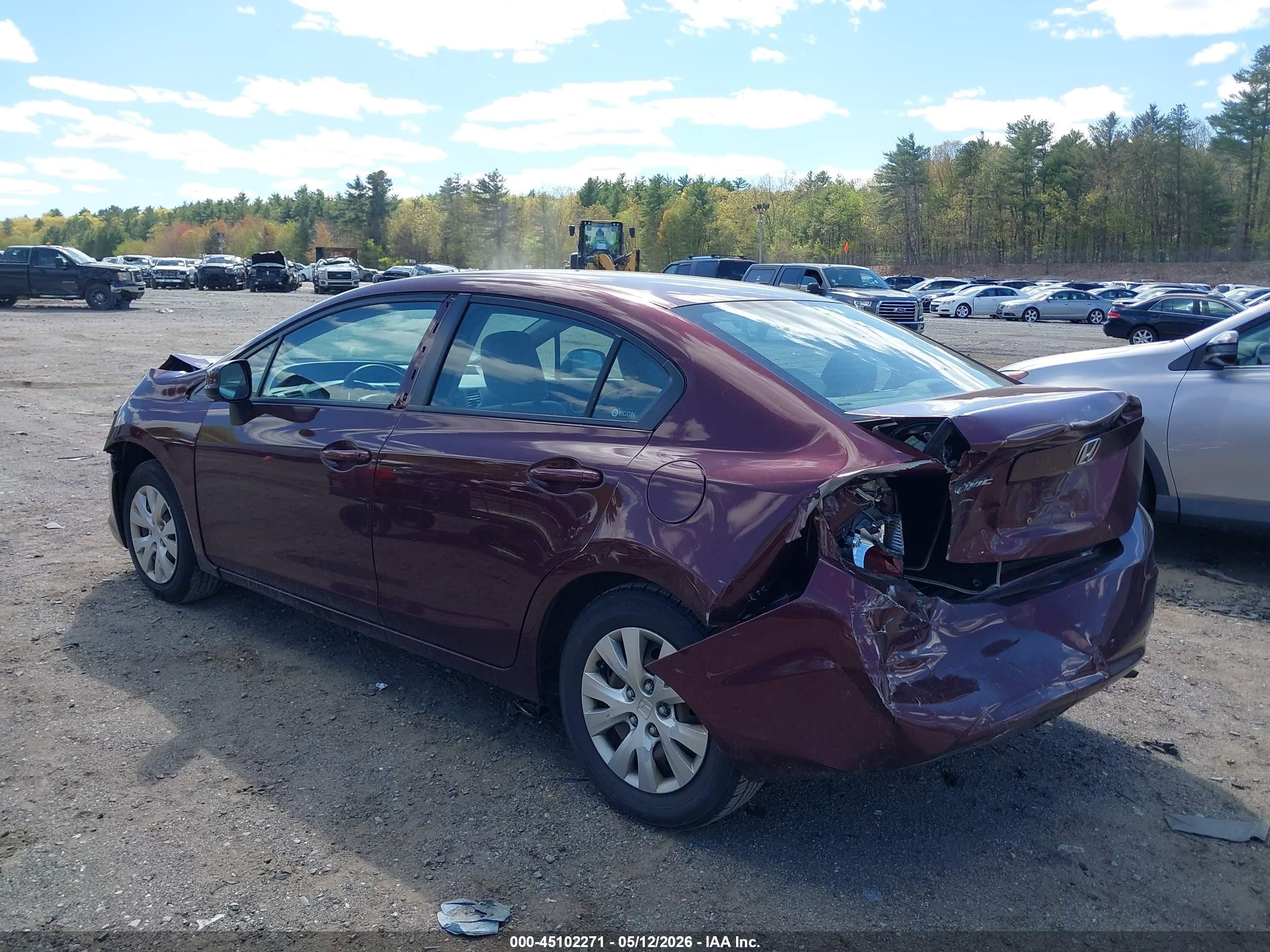 2012 Honda Civic Lx Burgundy vin: 2HGFB2F55CH582682