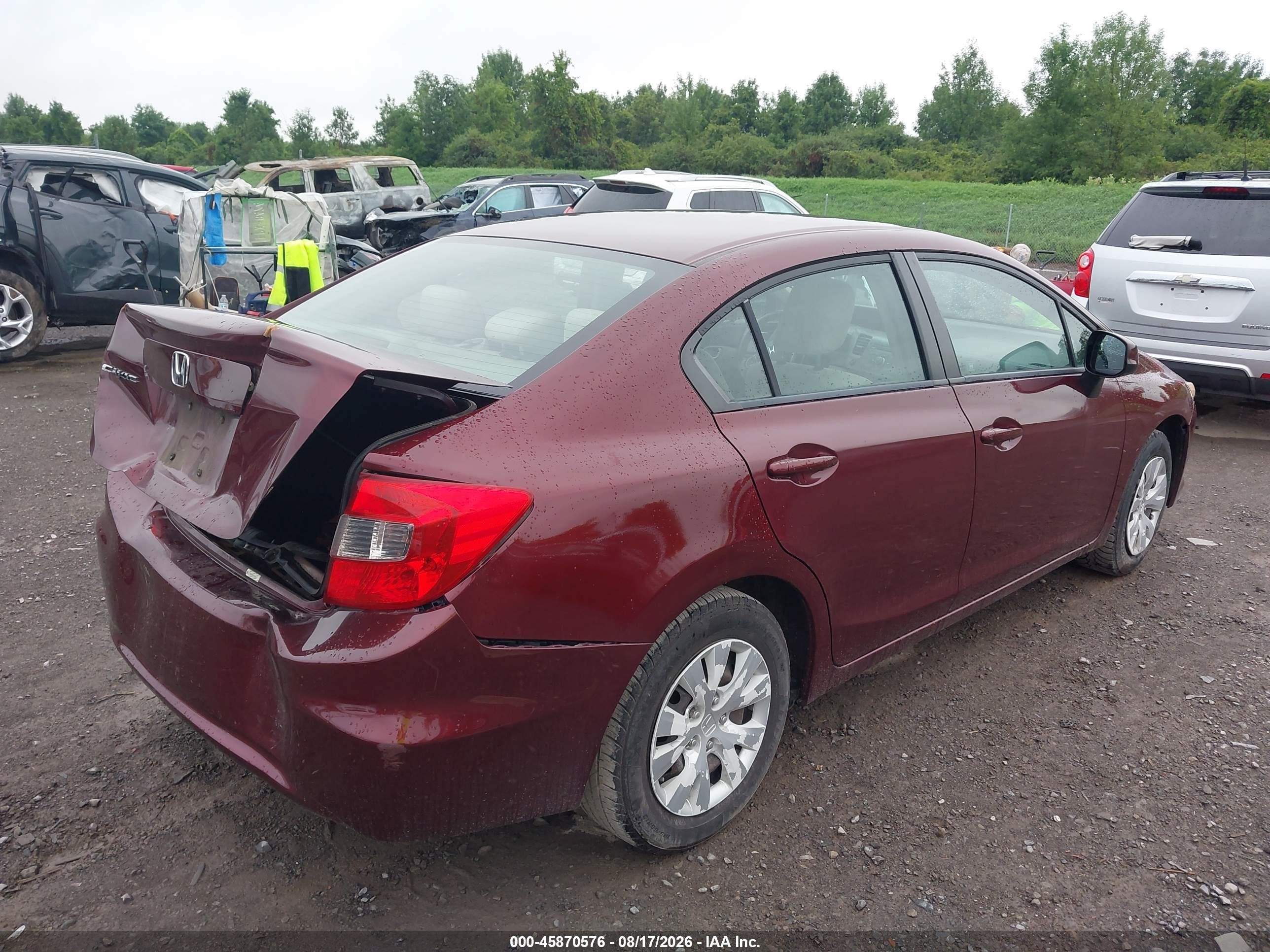 2012 Honda Civic Lx Burgundy vin: 2HGFB2F55CH590569