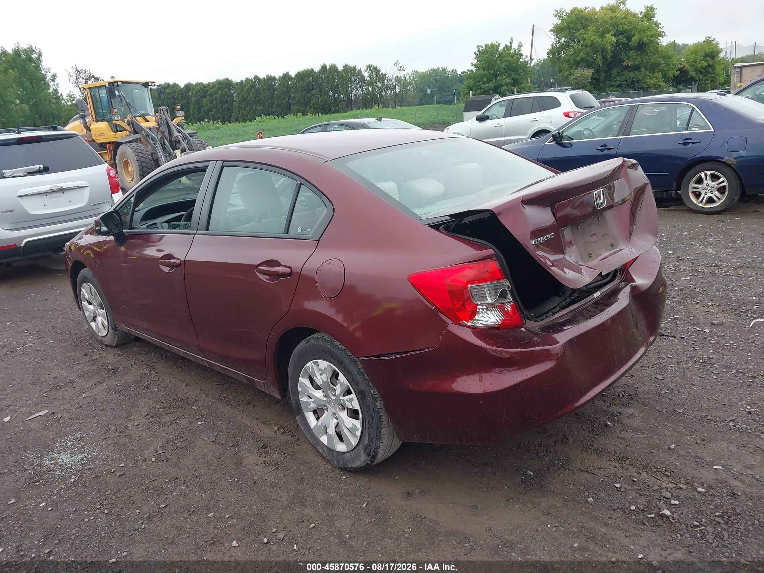 2012 Honda Civic Lx Burgundy vin: 2HGFB2F55CH590569