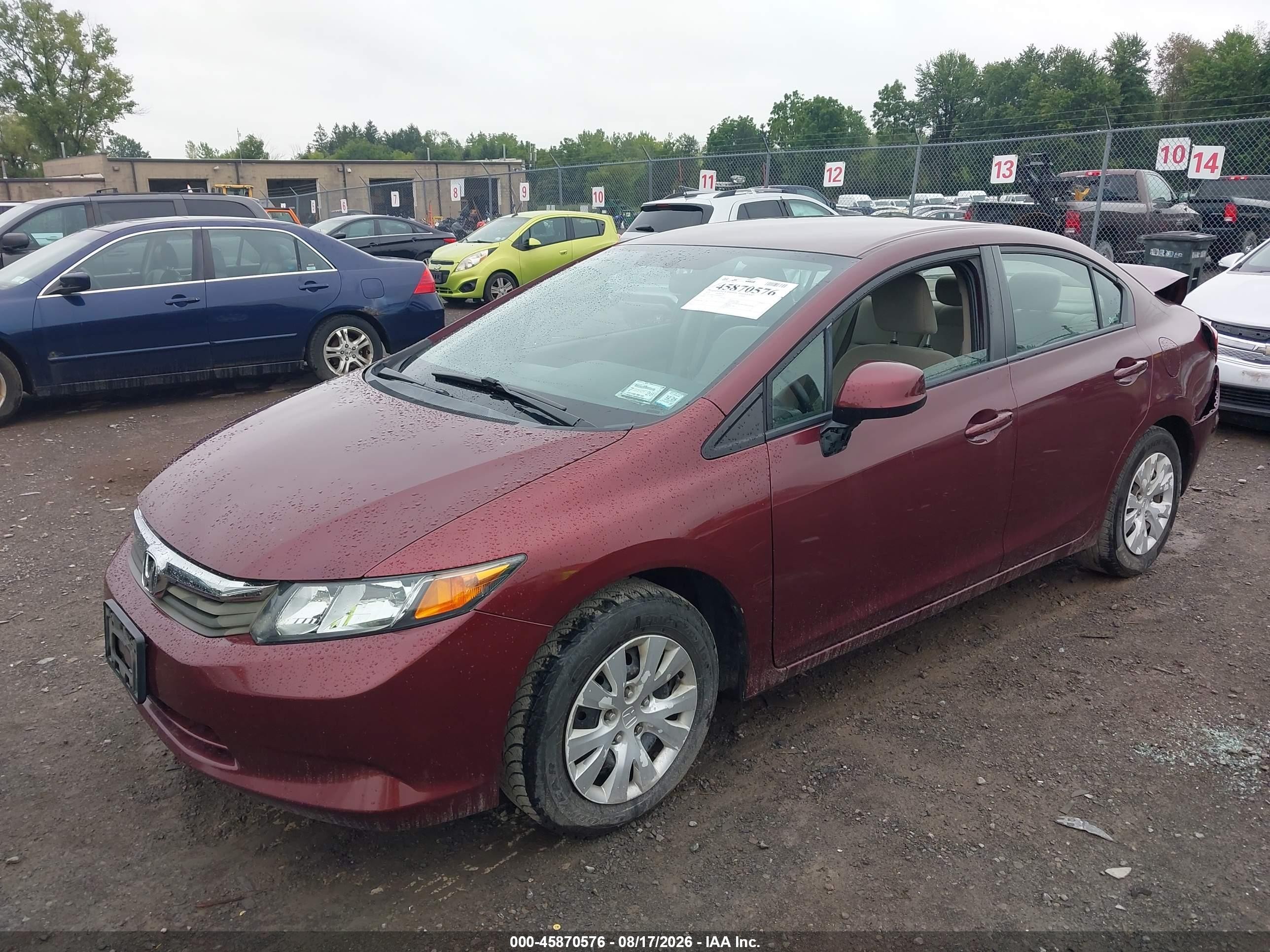 2012 Honda Civic Lx Burgundy vin: 2HGFB2F55CH590569