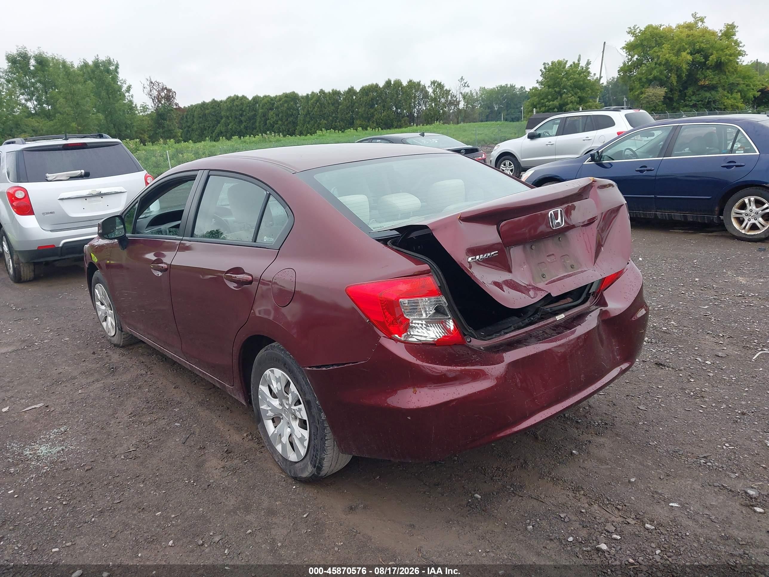 2012 Honda Civic Lx Burgundy vin: 2HGFB2F55CH590569