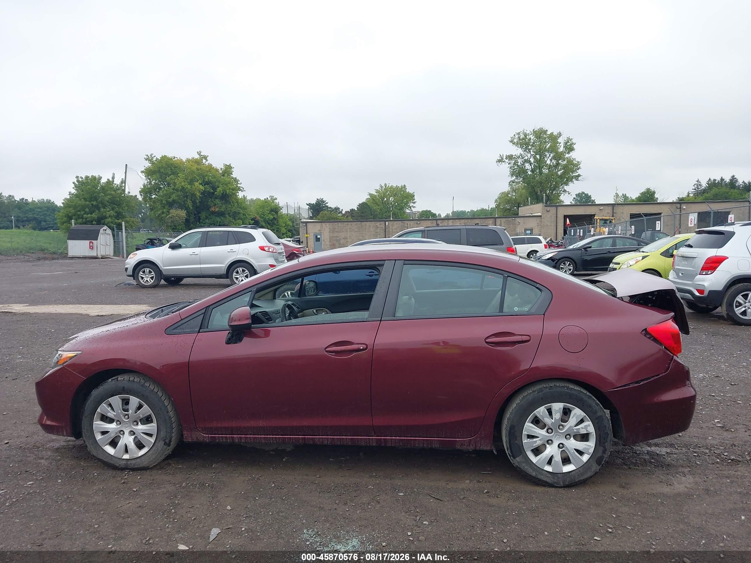 2012 Honda Civic Lx Burgundy vin: 2HGFB2F55CH590569