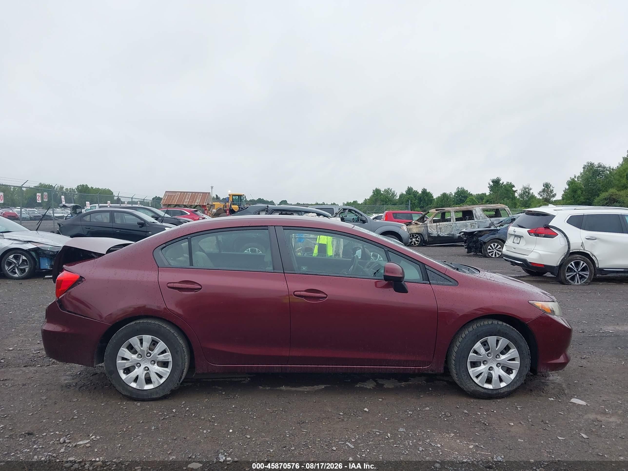 2012 Honda Civic Lx Burgundy vin: 2HGFB2F55CH590569