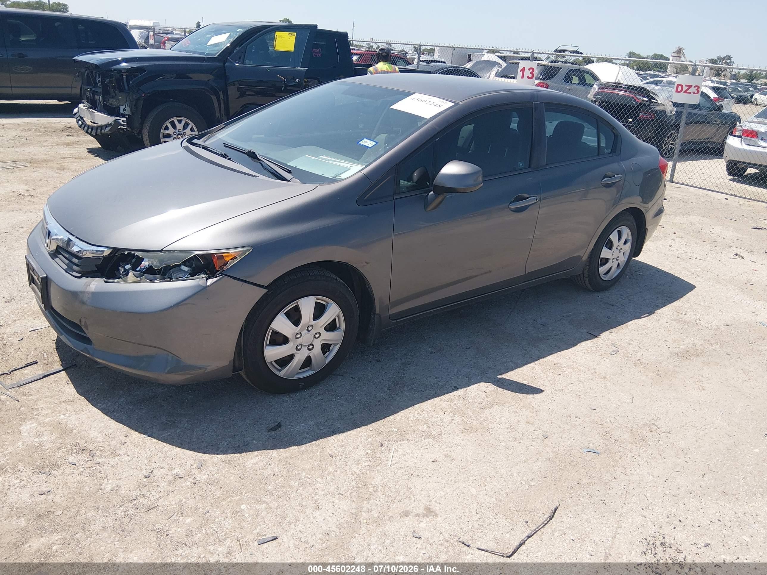 2012 Honda Civic Lx Gray vin: 2HGFB2F55CH600596