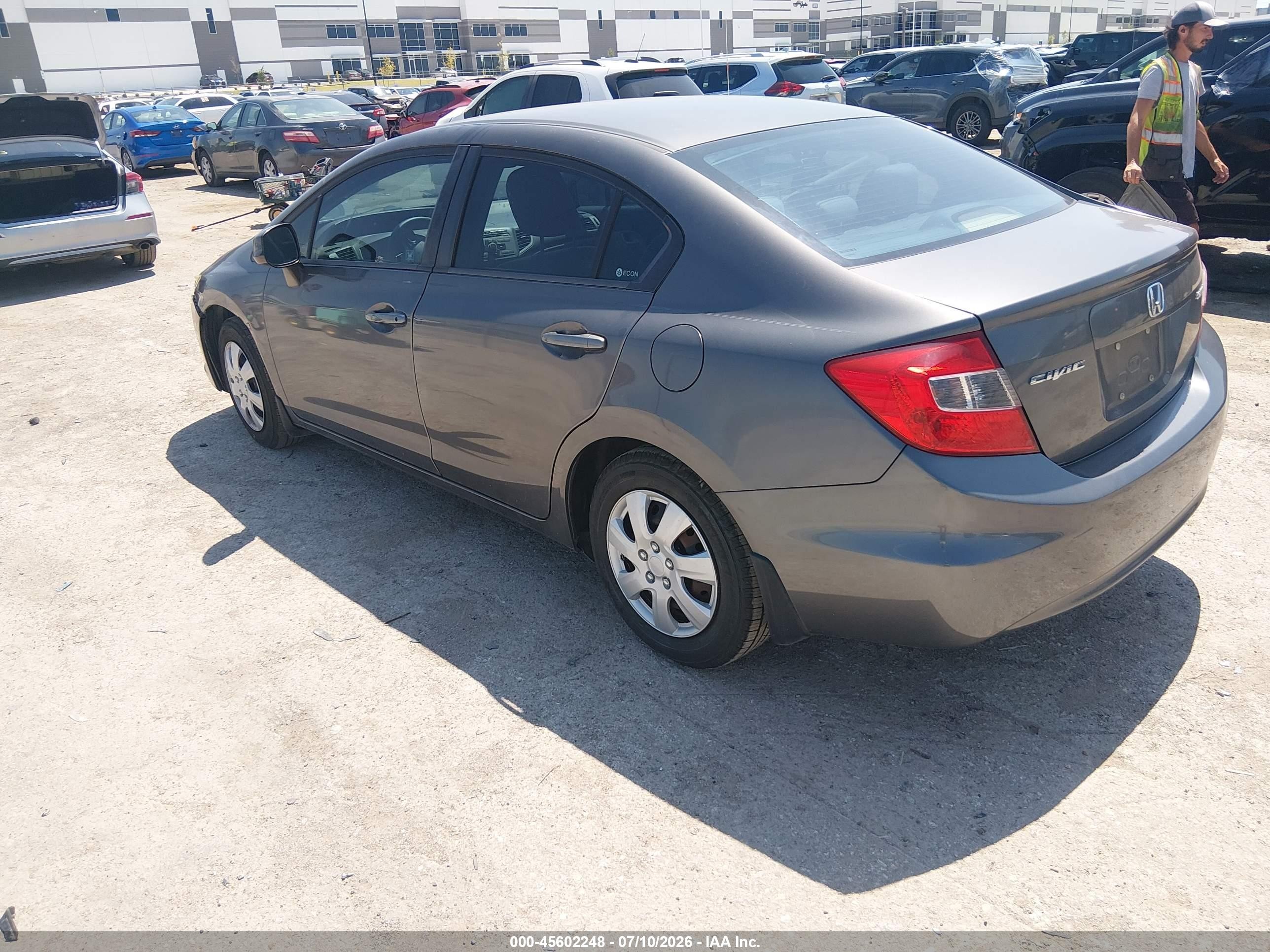 2012 Honda Civic Lx Gray vin: 2HGFB2F55CH600596