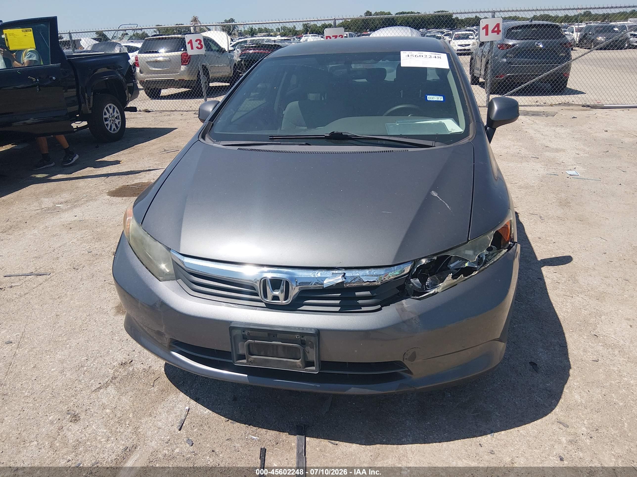 2012 Honda Civic Lx Gray vin: 2HGFB2F55CH600596