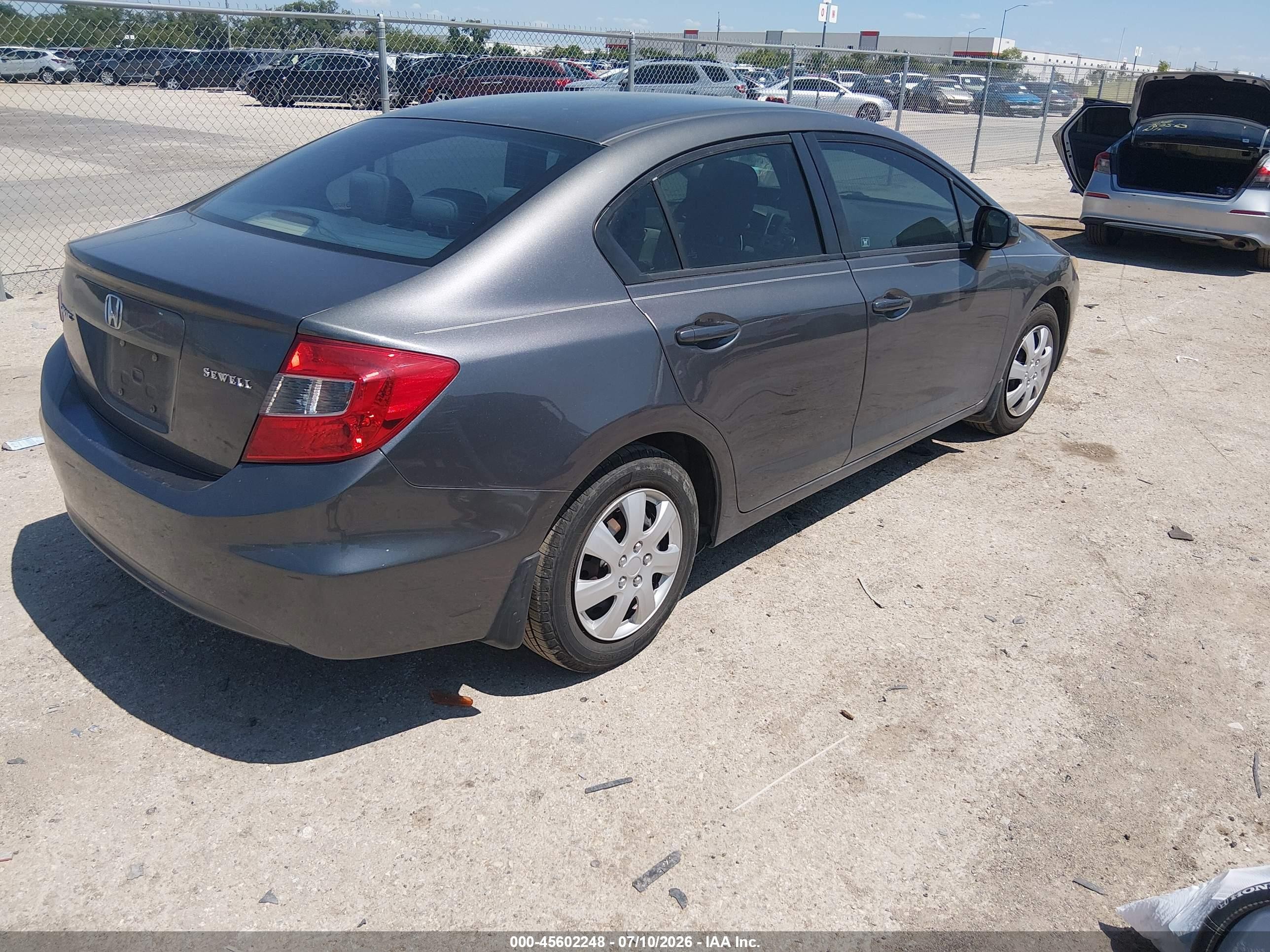 2012 Honda Civic Lx Gray vin: 2HGFB2F55CH600596