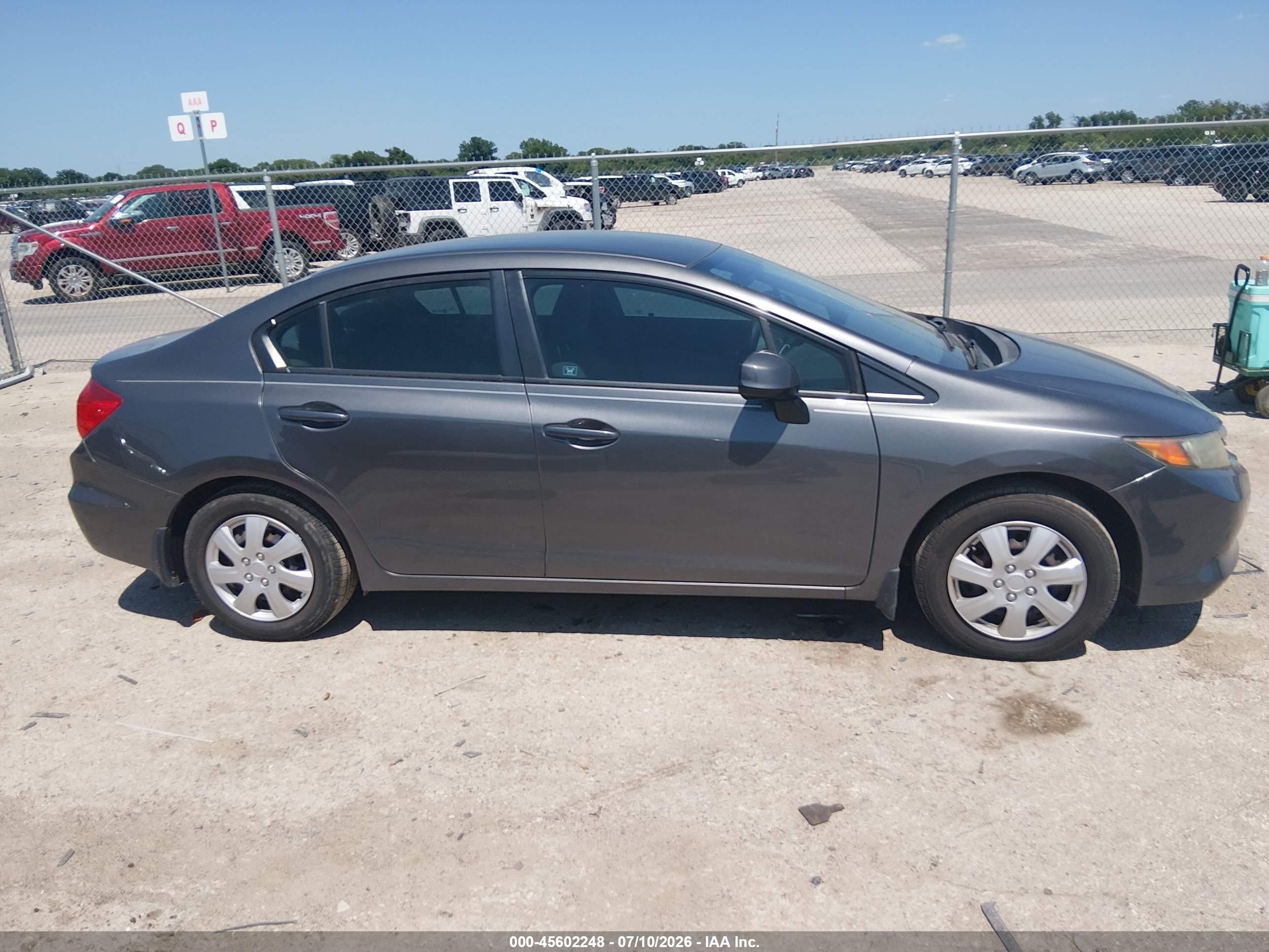 2012 Honda Civic Lx Gray vin: 2HGFB2F55CH600596