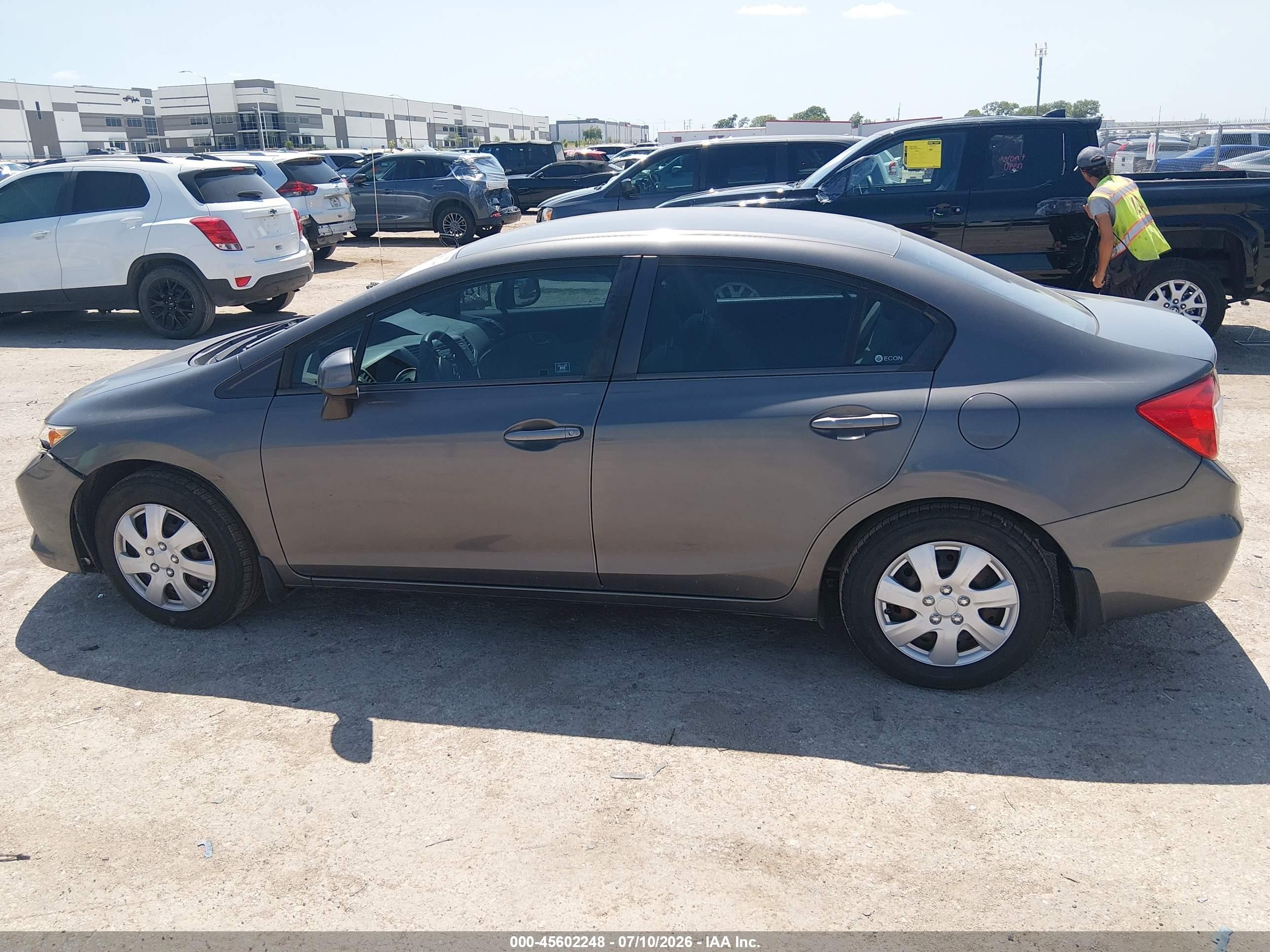 2012 Honda Civic Lx Gray vin: 2HGFB2F55CH600596