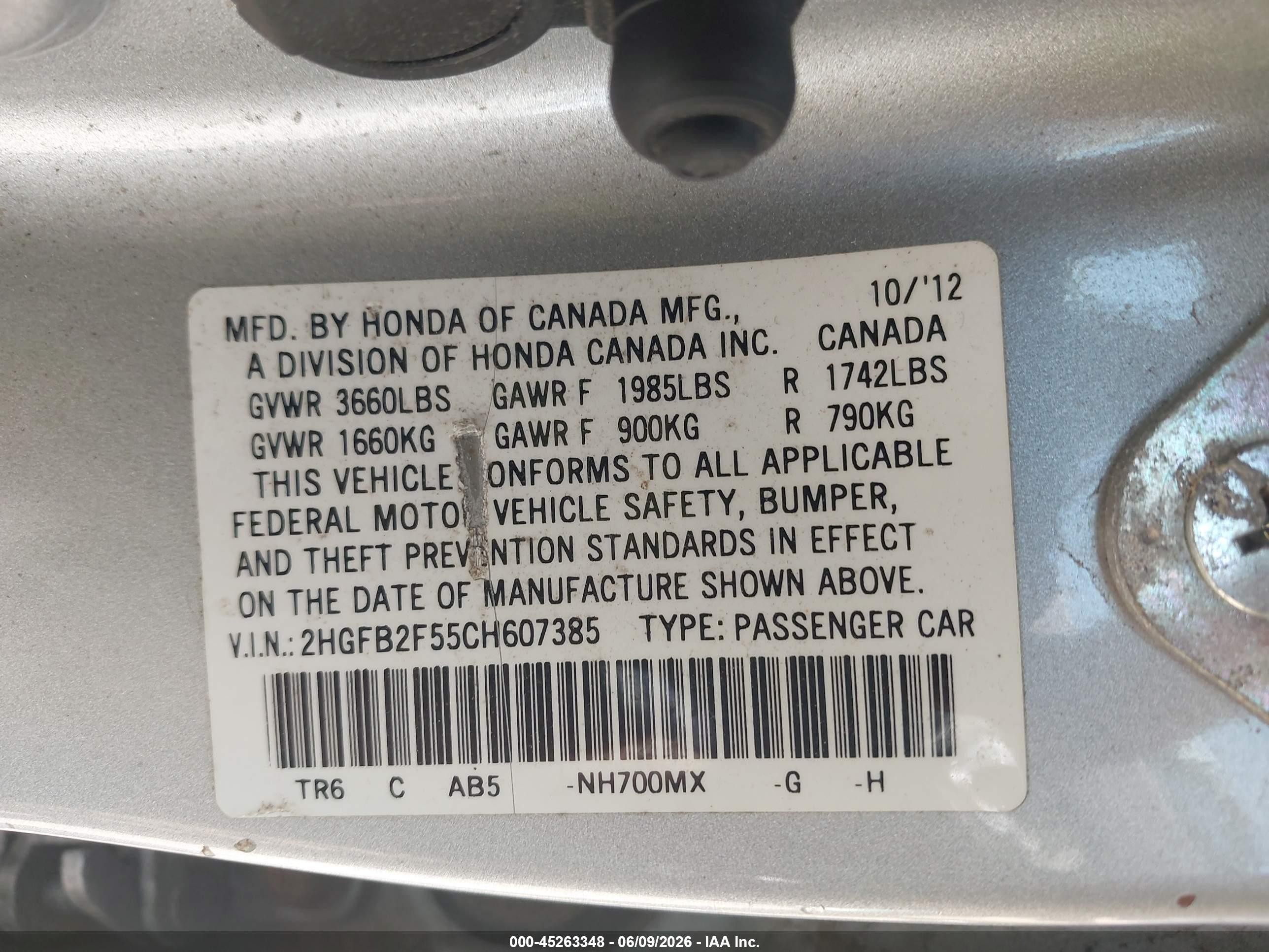 2012 Honda Civic Lx Silver vin: 2HGFB2F55CH607385
