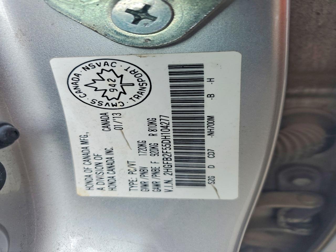 2013 Honda Civic Lx Silver vin: 2HGFB2F55DH104277