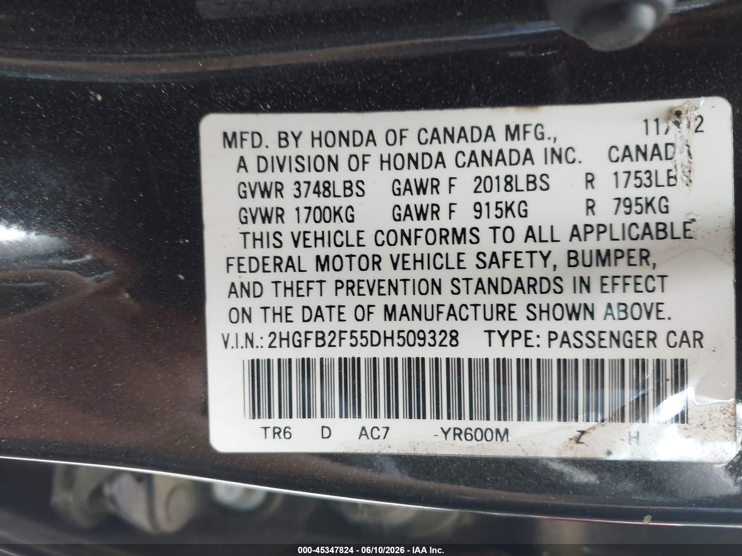 2013 Honda Civic Lx Gray vin: 2HGFB2F55DH509328
