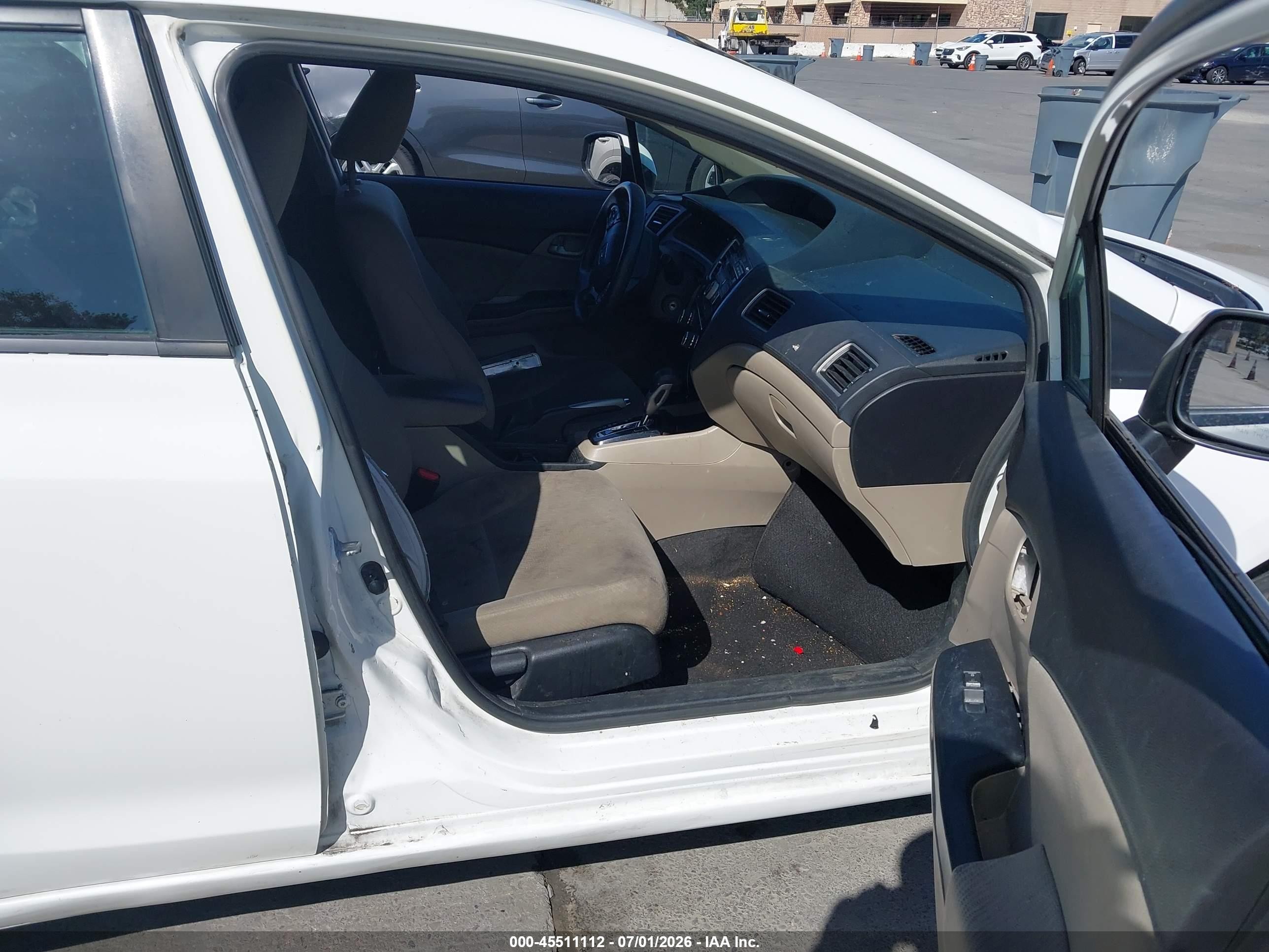 2013 Honda Civic Lx White vin: 2HGFB2F55DH541860