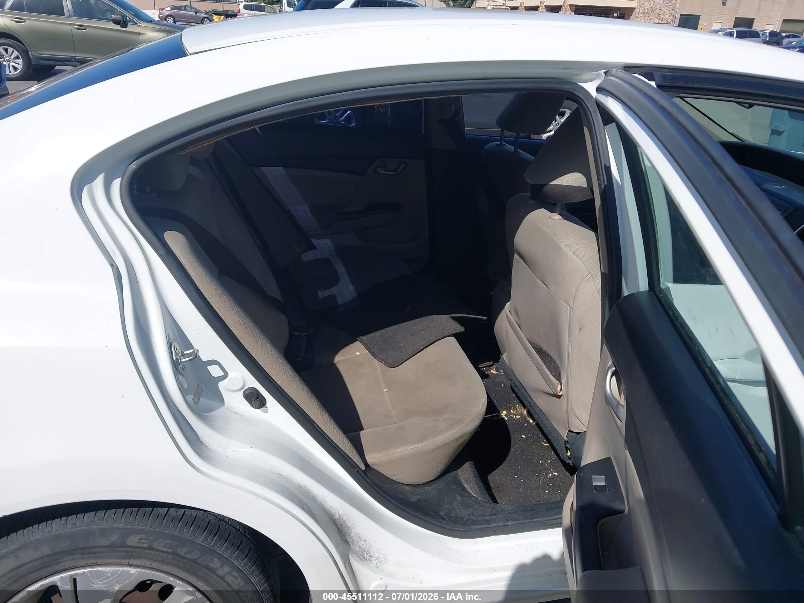 2013 Honda Civic Lx White vin: 2HGFB2F55DH541860