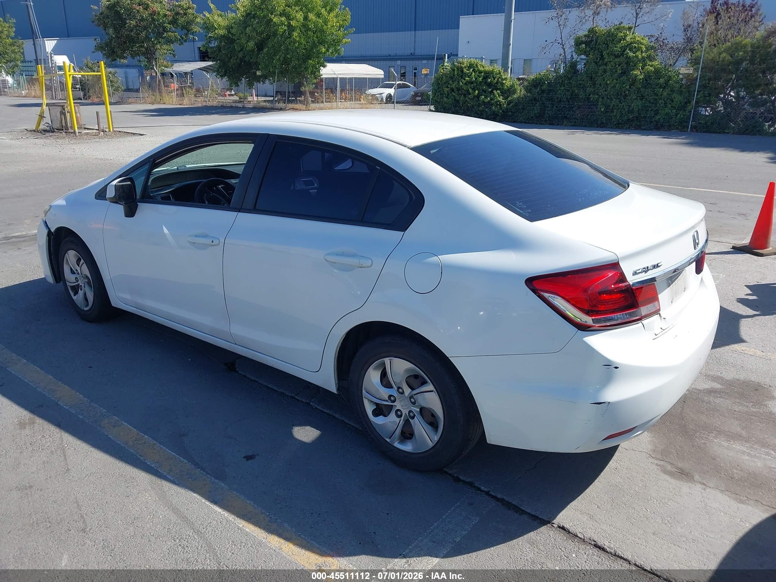 2013 Honda Civic Lx White vin: 2HGFB2F55DH541860