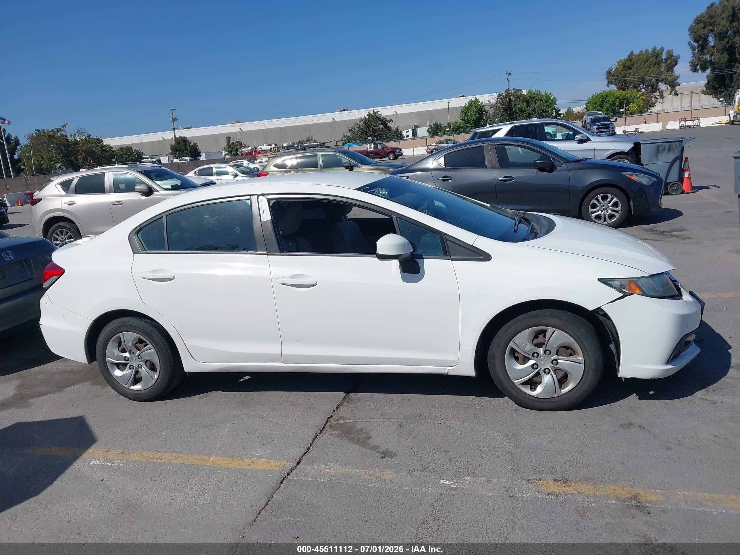 2013 Honda Civic Lx White vin: 2HGFB2F55DH541860