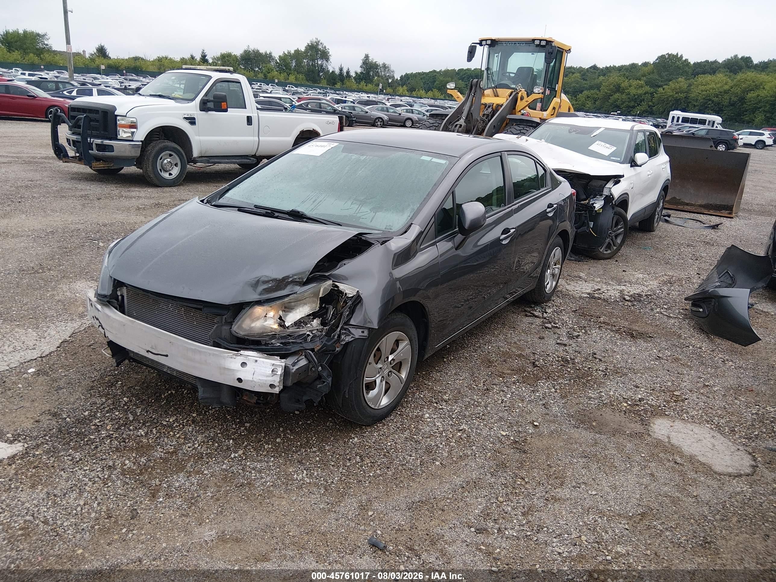 2013 Honda Civic Lx Gray vin: 2HGFB2F55DH551725