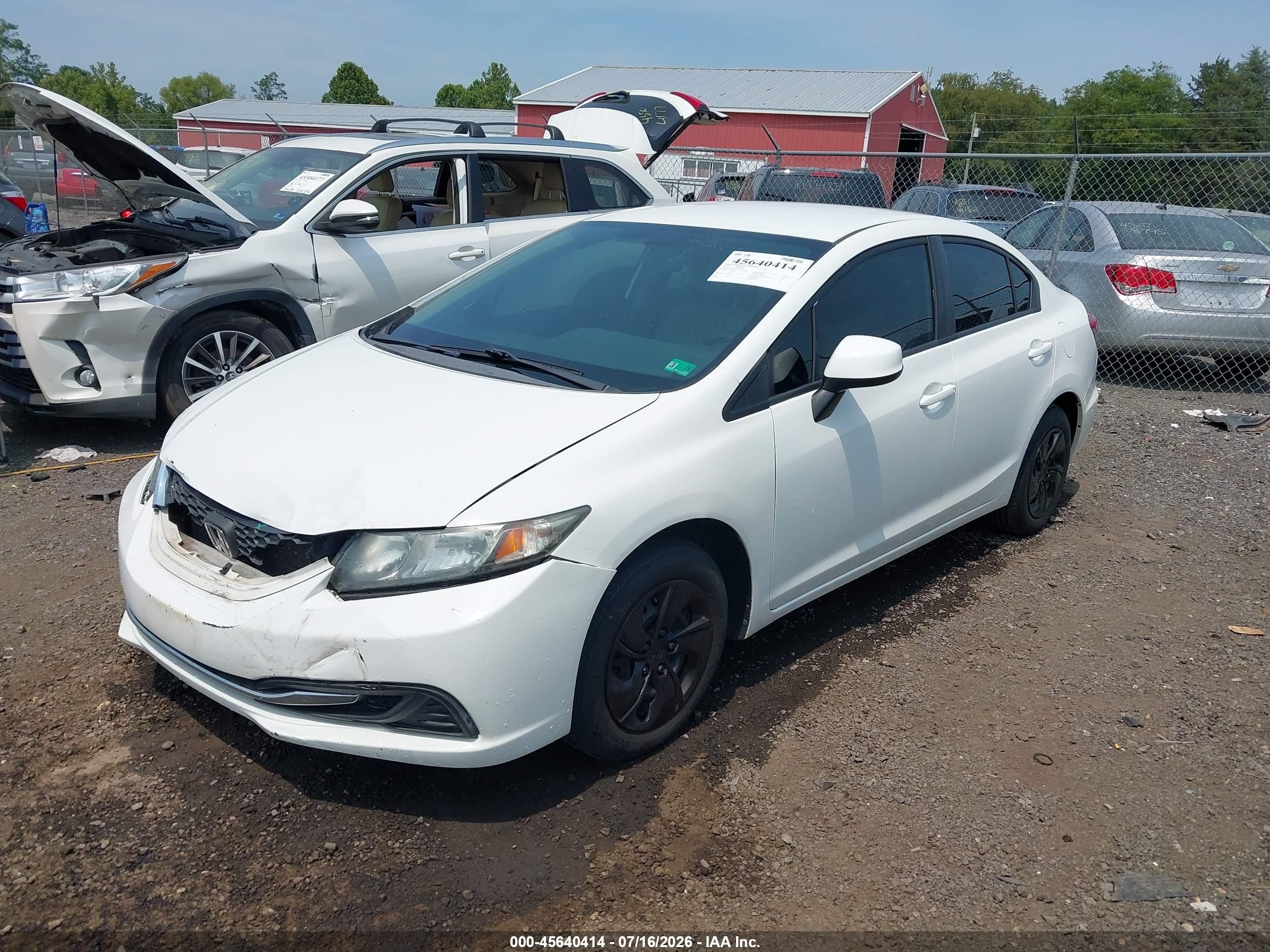 2013 Honda Civic Lx White vin: 2HGFB2F55DH570033