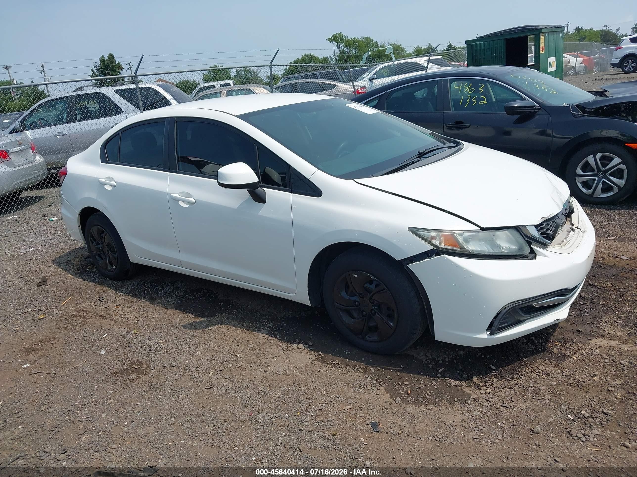 2013 Honda Civic Lx White vin: 2HGFB2F55DH570033