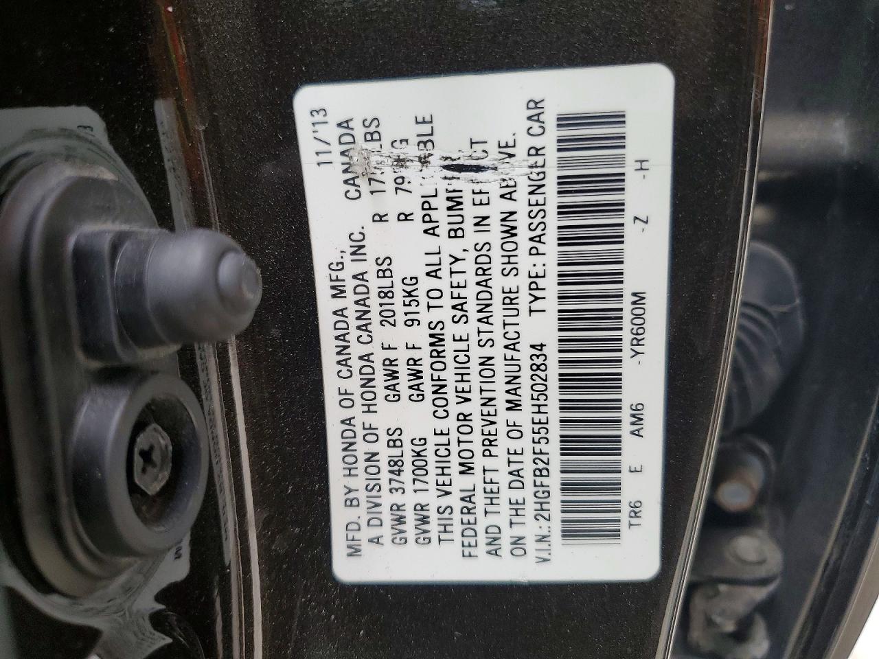 2014 Honda Civic Lx Black vin: 2HGFB2F55EH502834
