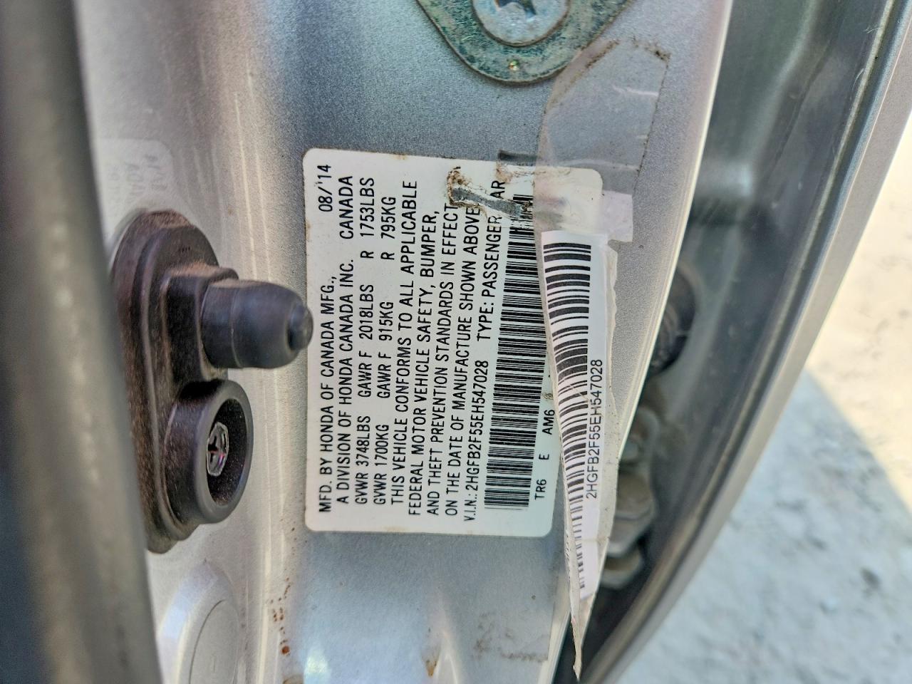2014 Honda Civic Lx Silver vin: 2HGFB2F55EH547028
