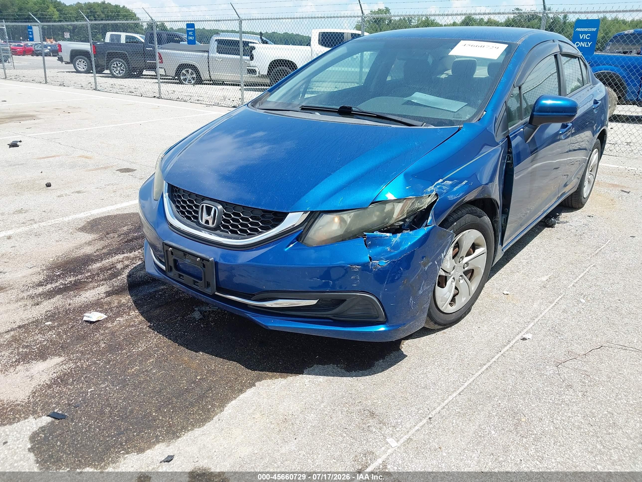 2014 Honda Civic Lx Blue vin: 2HGFB2F55EH559311