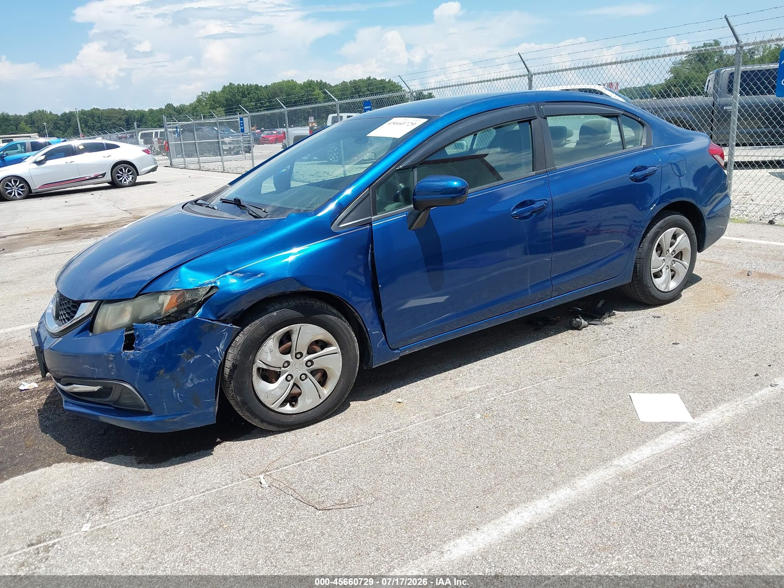 2014 Honda Civic Lx Blue vin: 2HGFB2F55EH559311