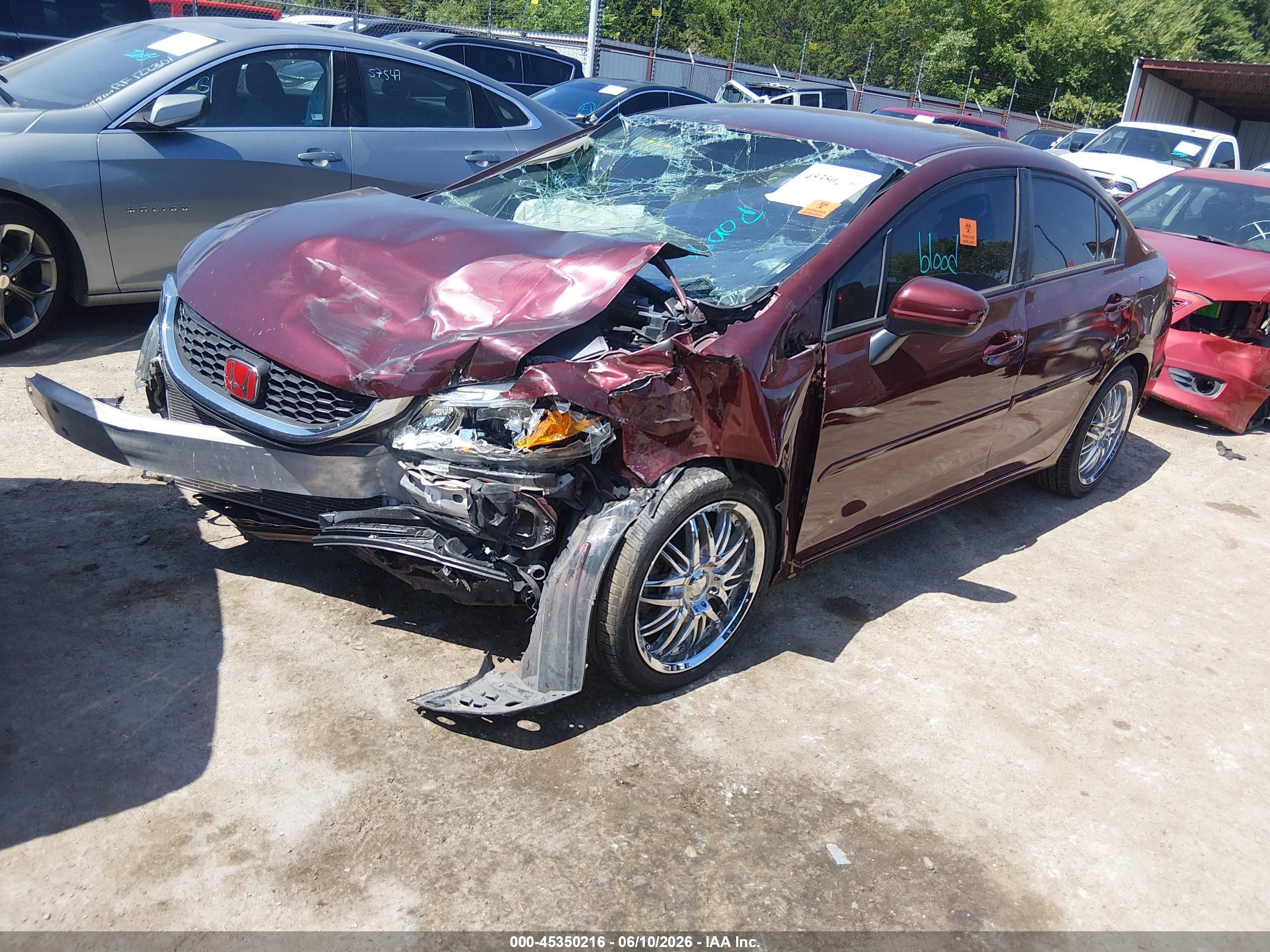 2015 Honda Civic Lx Maroon vin: 2HGFB2F55FH520994