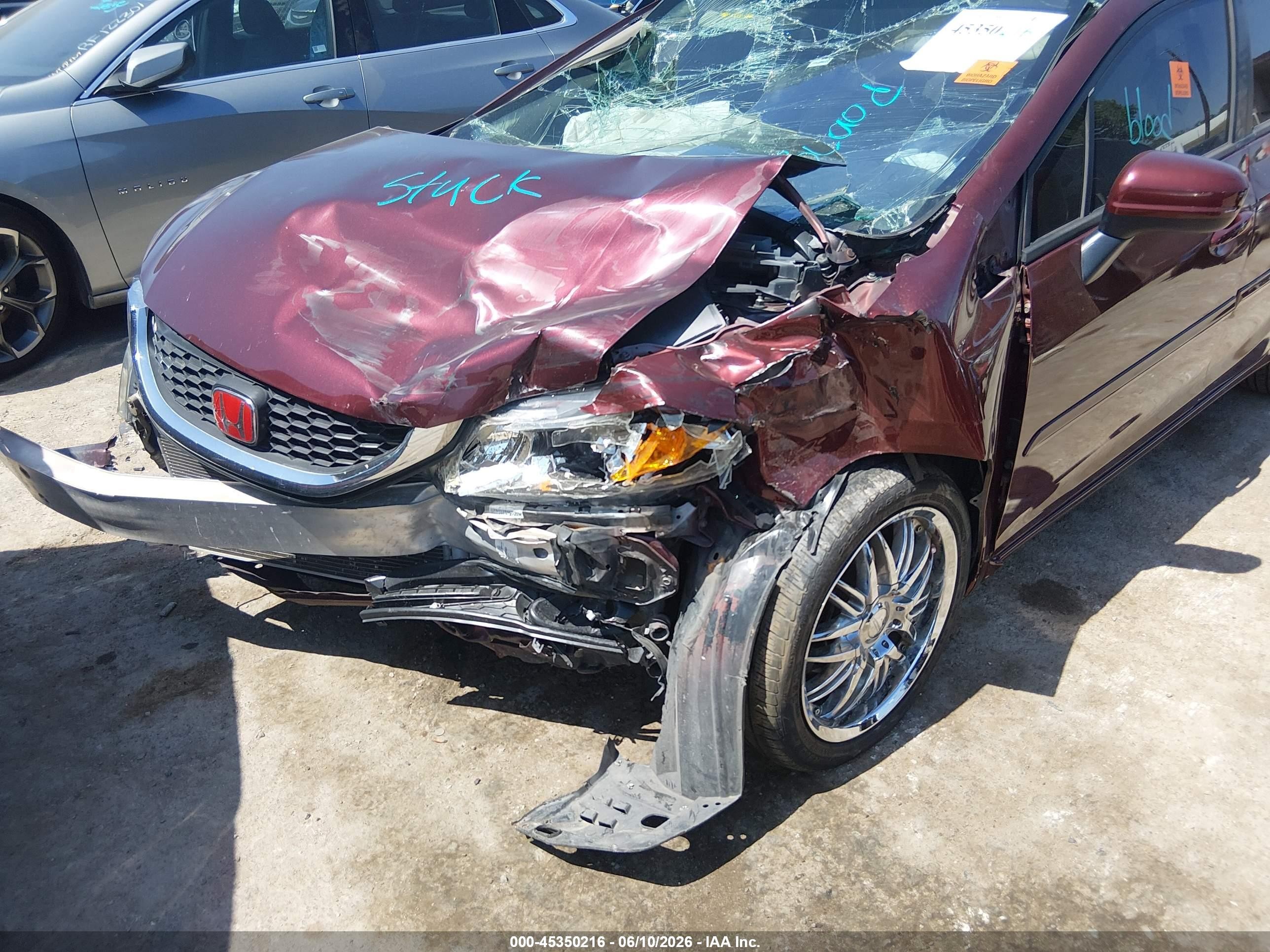 2015 Honda Civic Lx Maroon vin: 2HGFB2F55FH520994