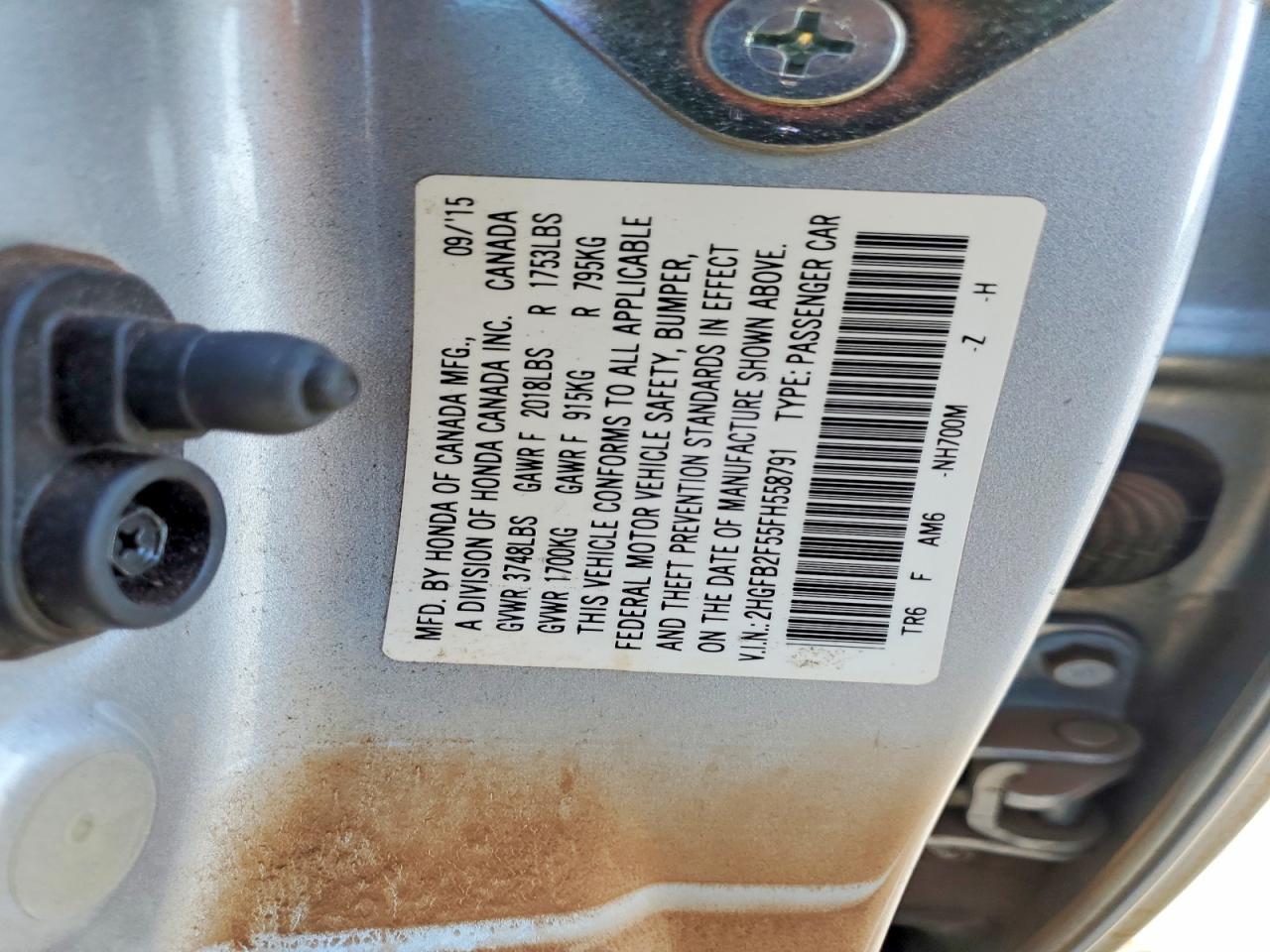 2015 Honda Civic Lx Silver vin: 2HGFB2F55FH558791