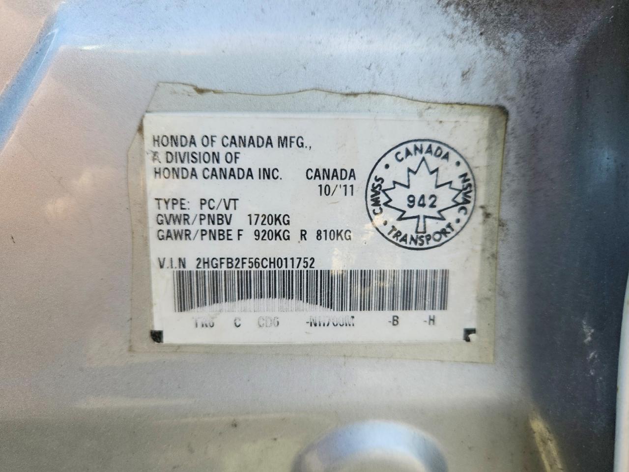 2012 Honda Civic Lx Silver vin: 2HGFB2F56CH011752