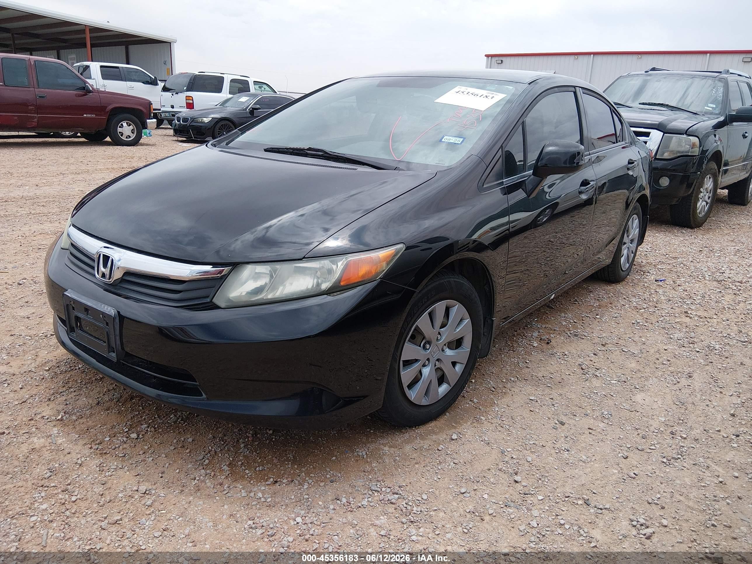 2012 Honda Civic Lx Black vin: 2HGFB2F56CH328107