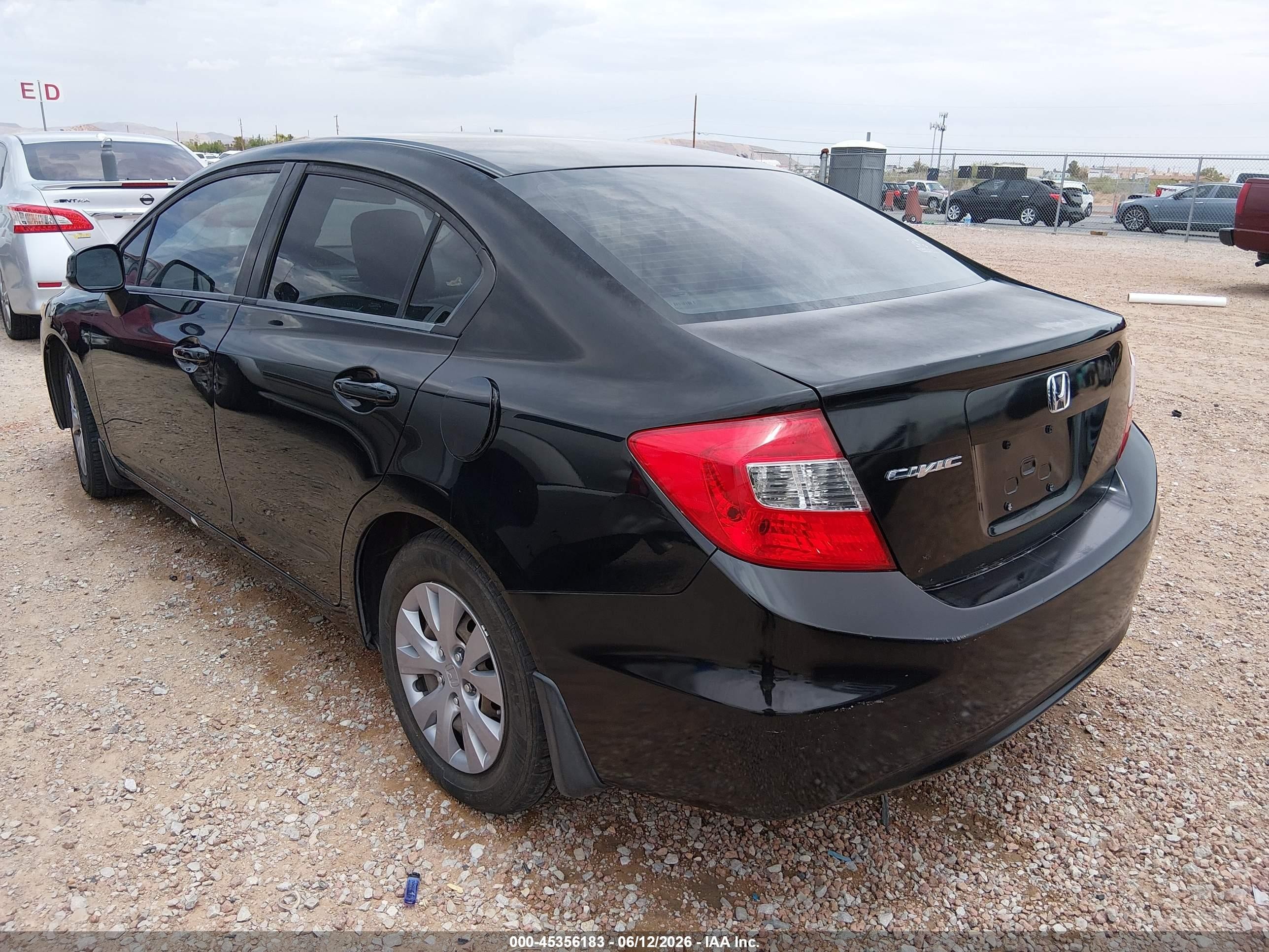 2012 Honda Civic Lx Black vin: 2HGFB2F56CH328107