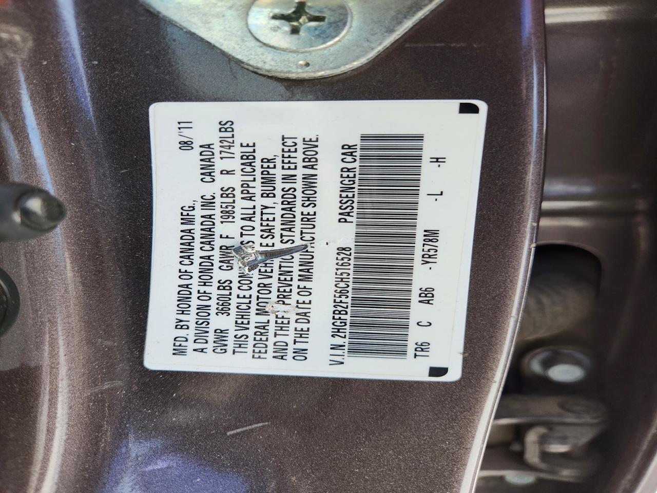 2012 Honda Civic Gray vin: 2HGFB2F56CH516528