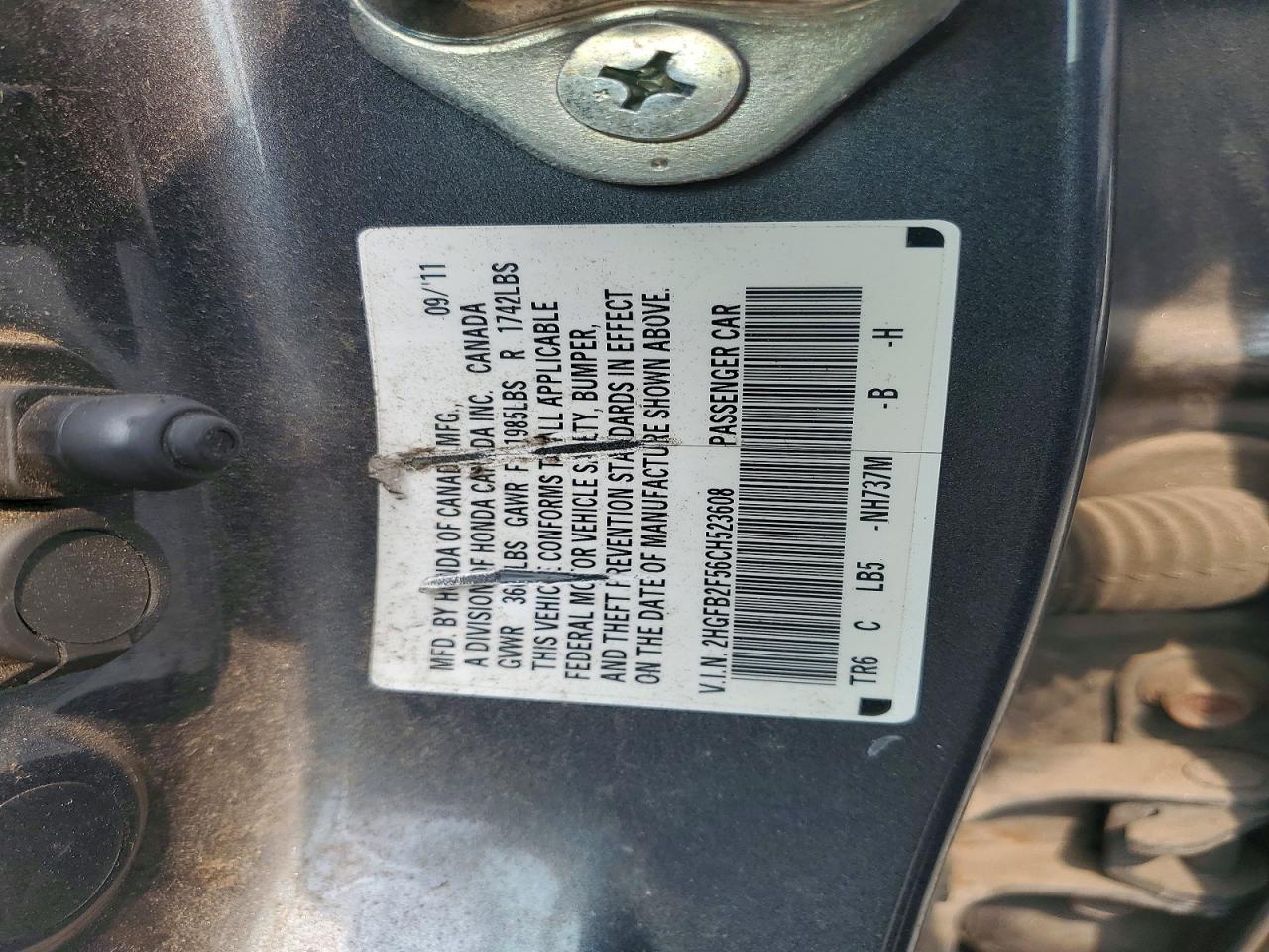 2012 Honda Civic Lx Gray vin: 2HGFB2F56CH523608