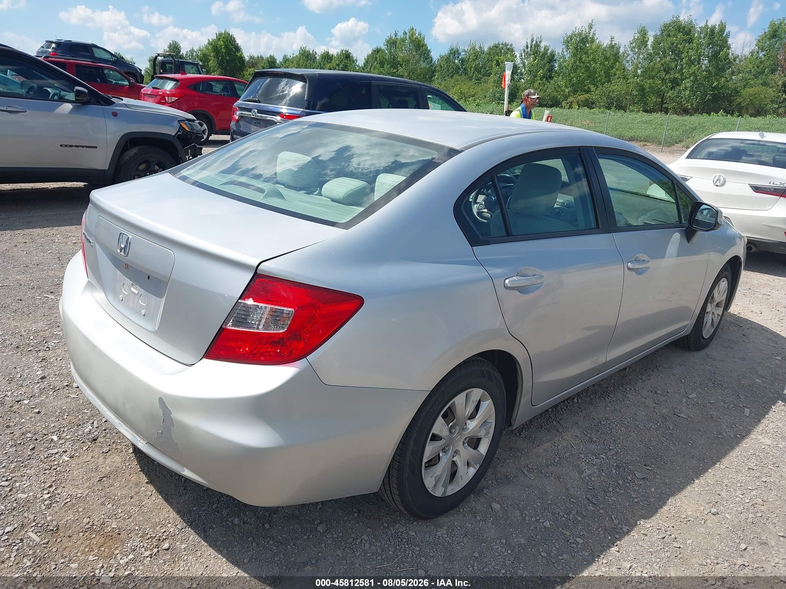 2012 Honda Civic Lx Silver vin: 2HGFB2F56CH526735