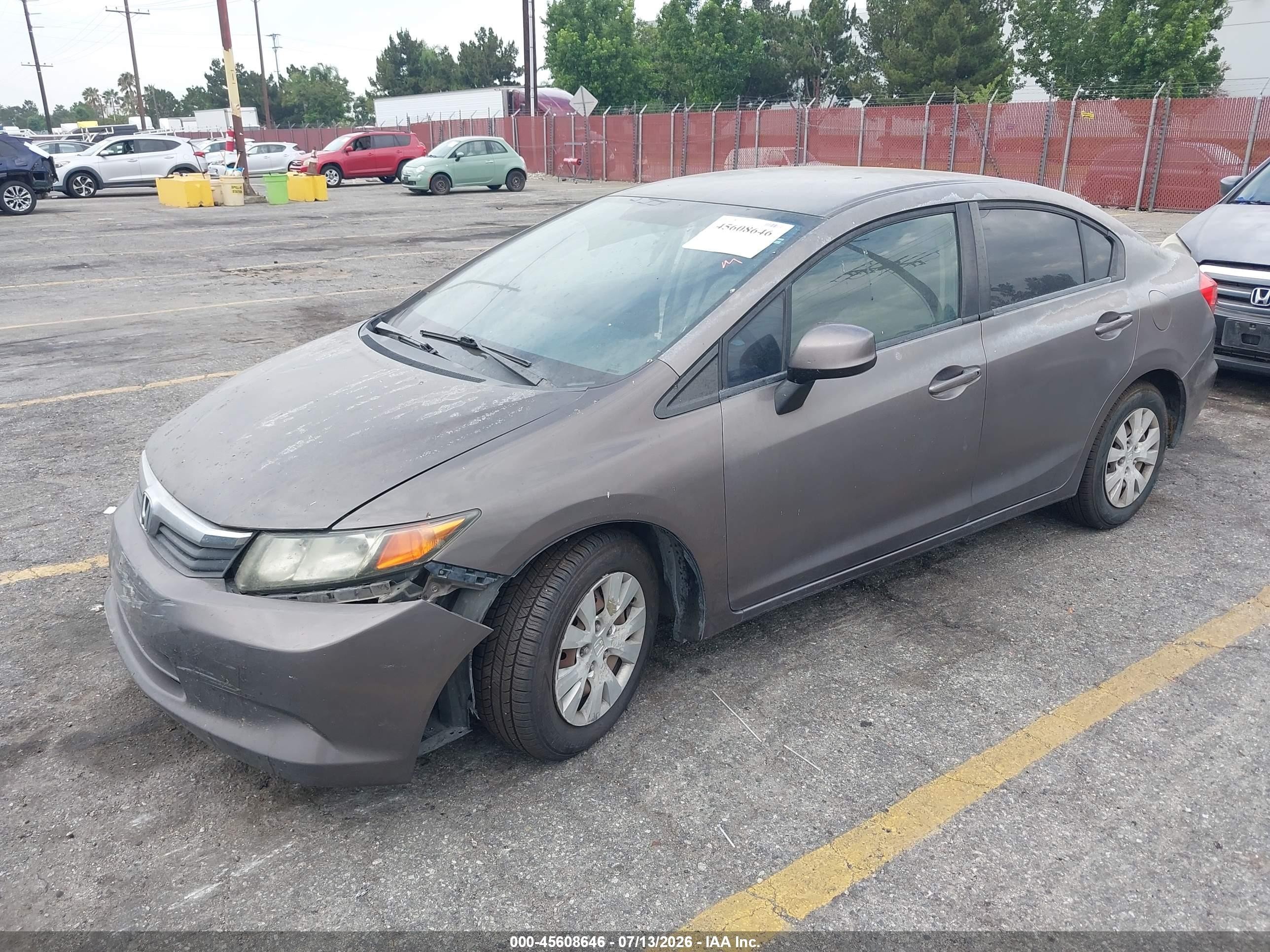 2012 Honda Civic Lx Gray vin: 2HGFB2F56CH529263