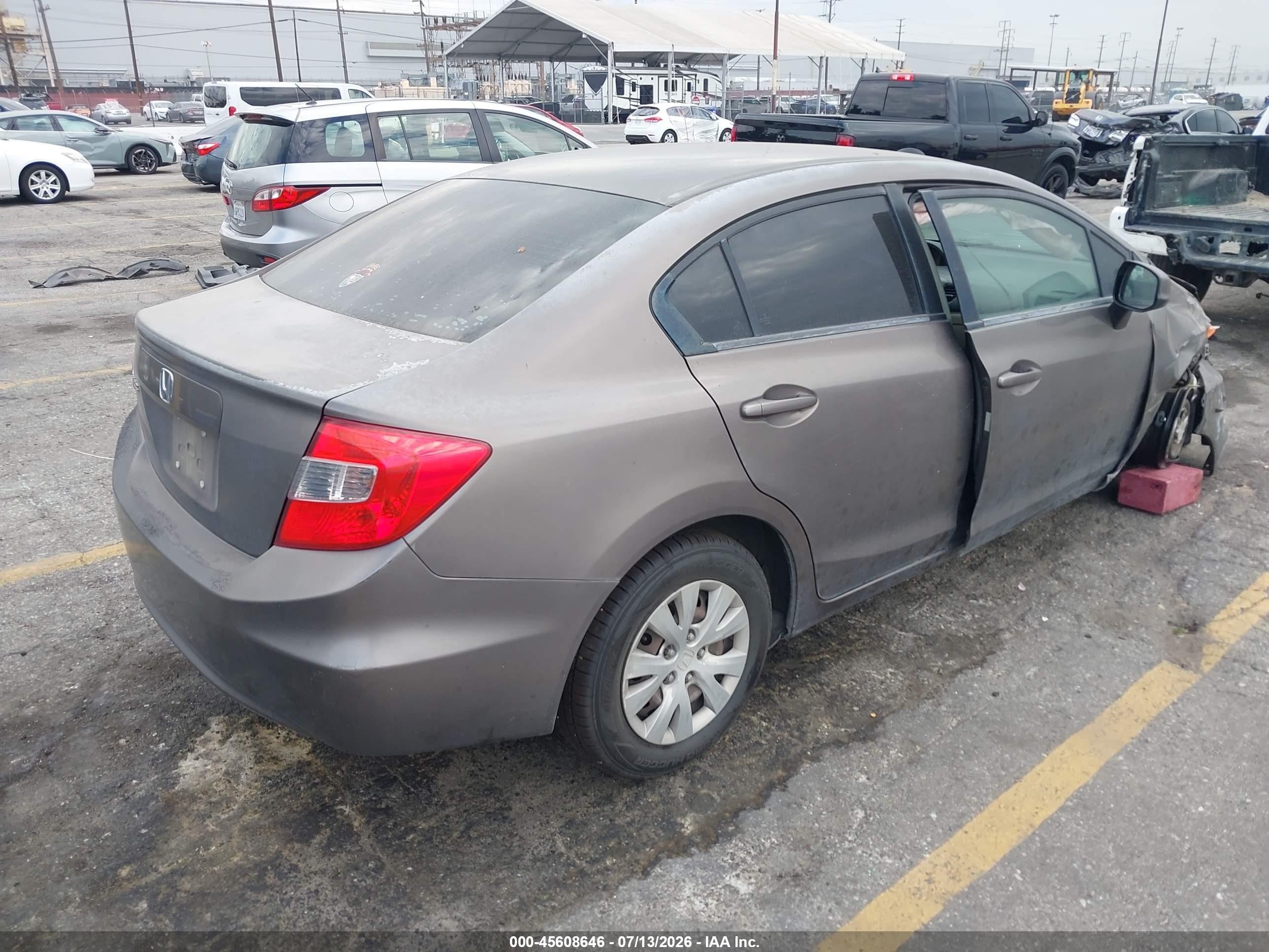 2012 Honda Civic Lx Gray vin: 2HGFB2F56CH529263