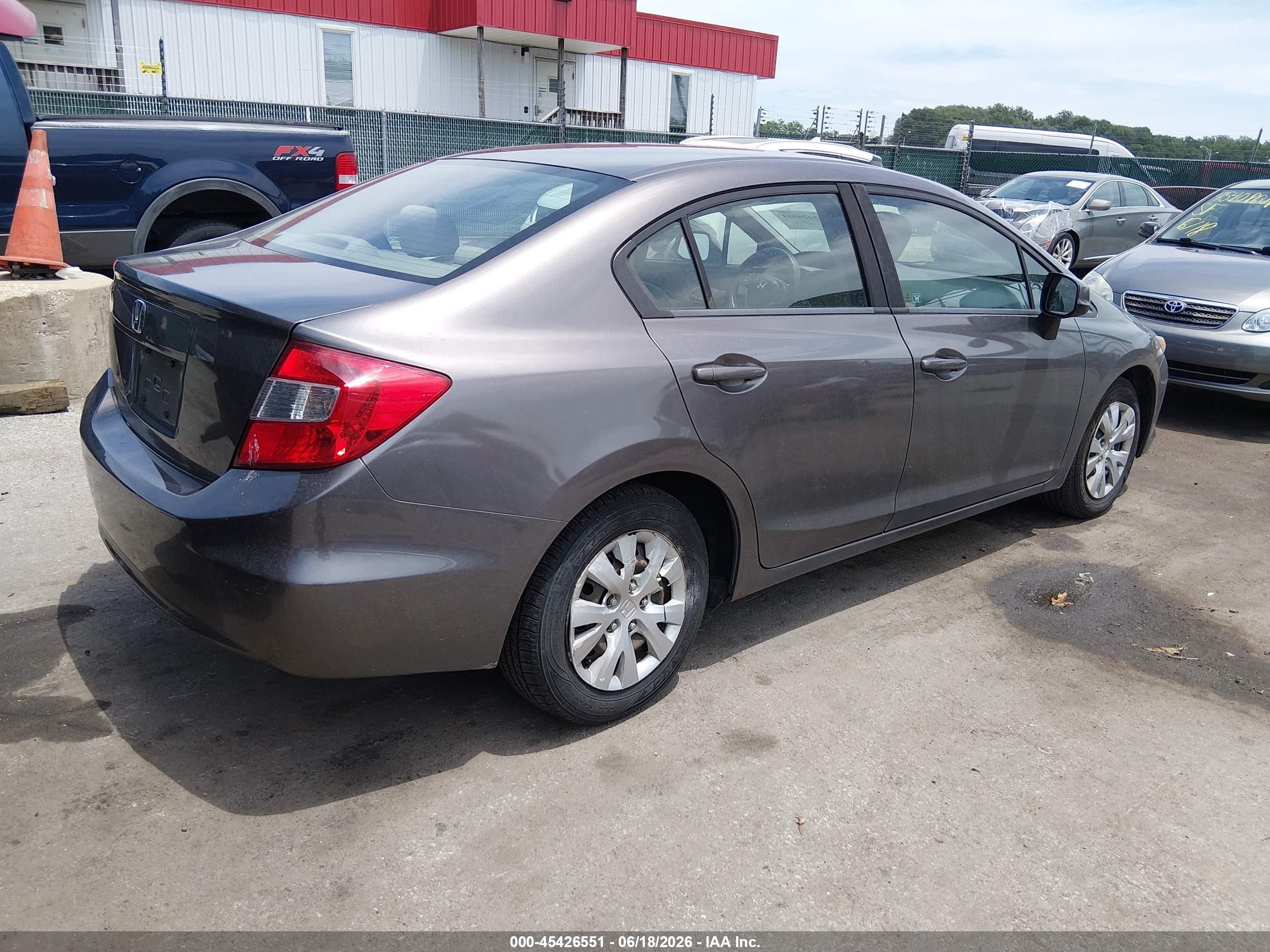 2012 Honda Civic Lx Gray vin: 2HGFB2F56CH532955