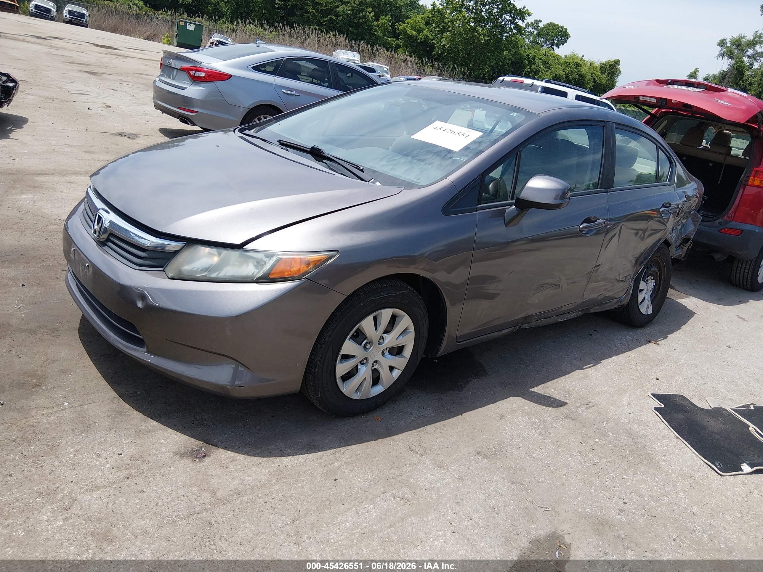 2012 Honda Civic Lx Gray vin: 2HGFB2F56CH532955
