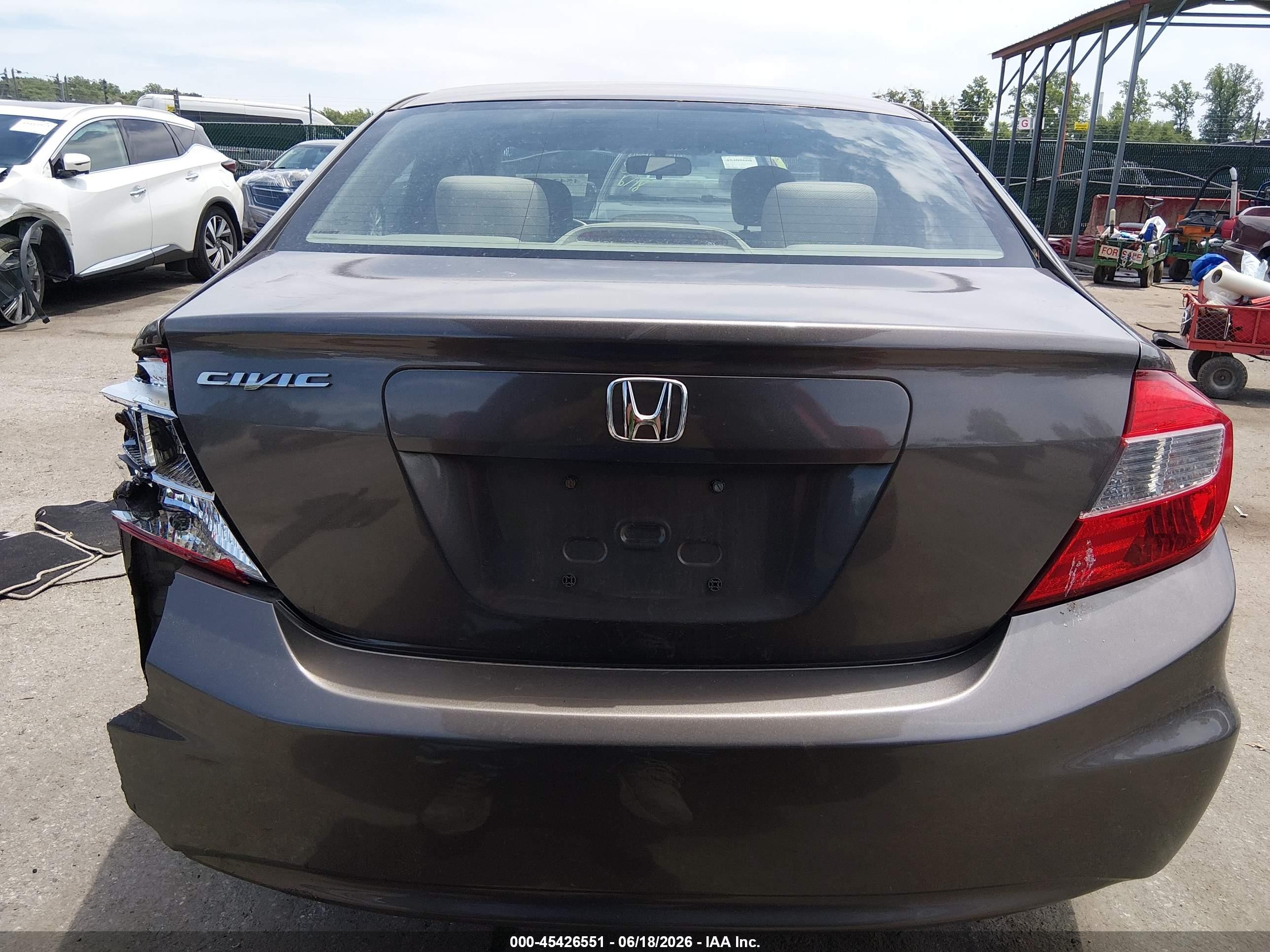 2012 Honda Civic Lx Gray vin: 2HGFB2F56CH532955