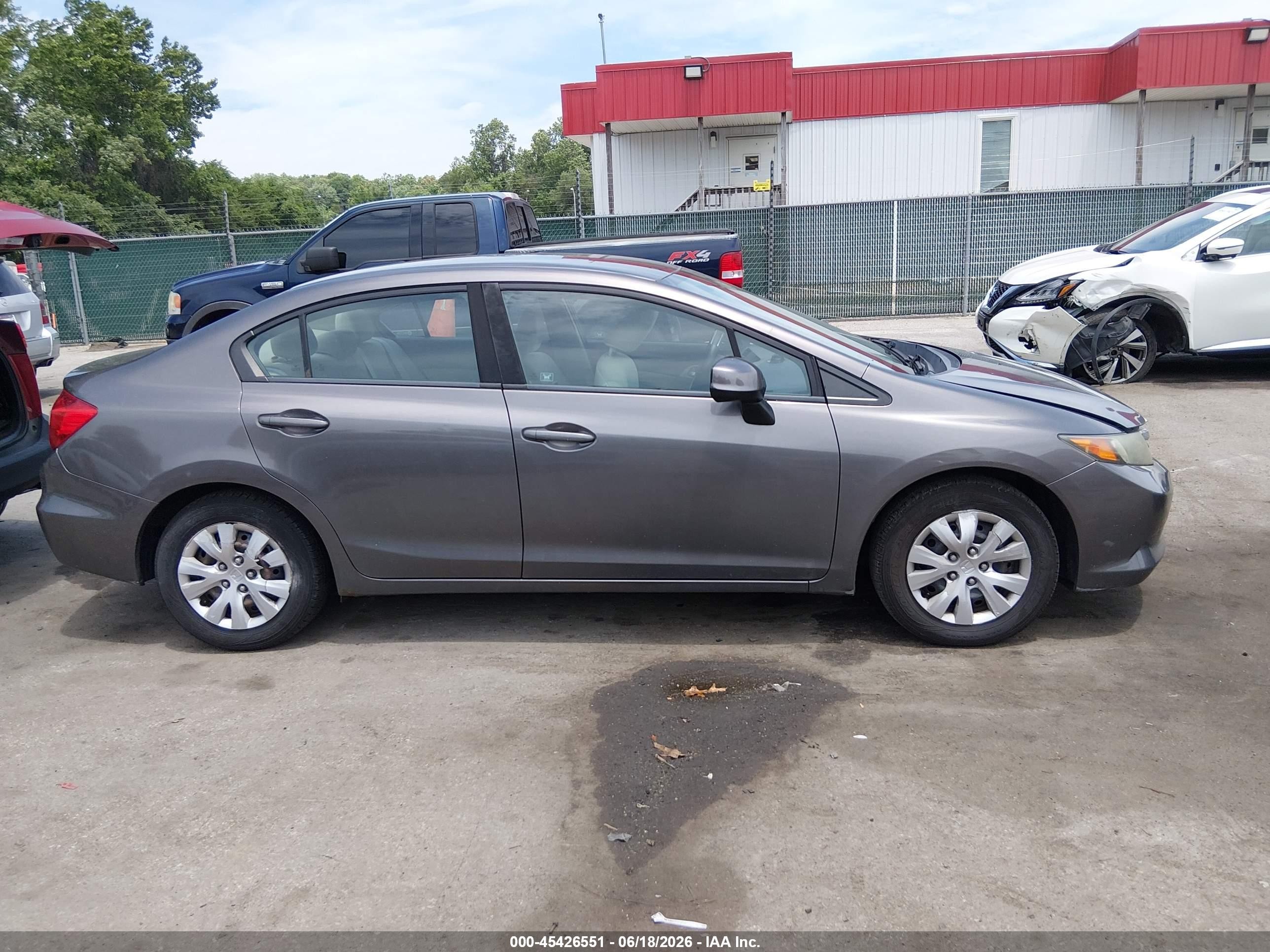 2012 Honda Civic Lx Gray vin: 2HGFB2F56CH532955