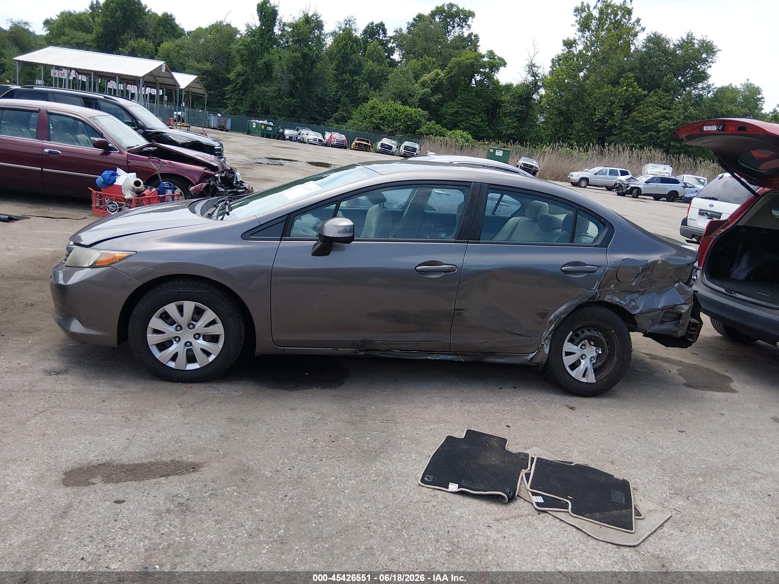 2012 Honda Civic Lx Gray vin: 2HGFB2F56CH532955